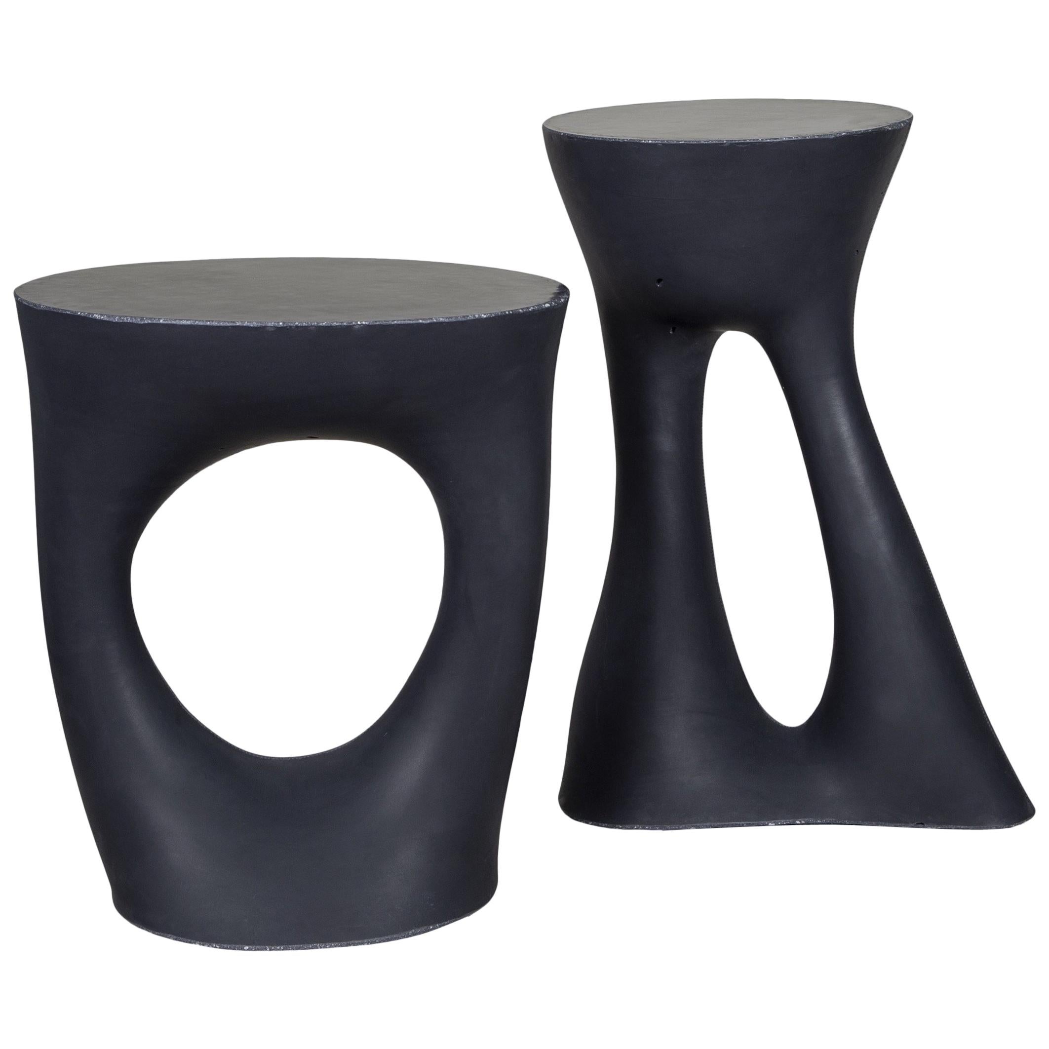 Pair of Black Kreten Side Tables from Souda, Made to Order
