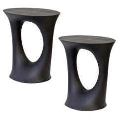Pair of Black Kreten Side Tables from Souda, Short, Concrete, Made to Order