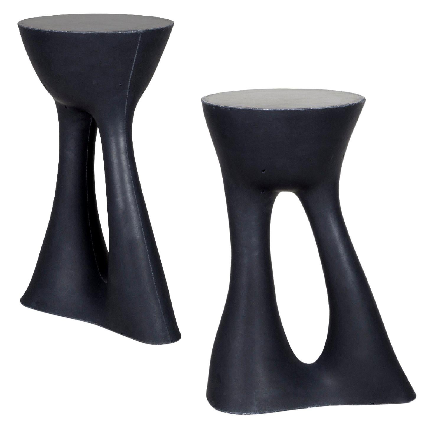 Pair of Black Kreten Side Tables from Souda, Tall, Made to Order