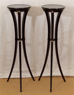 Pair of Black Lacquer and Gilt Pedestals