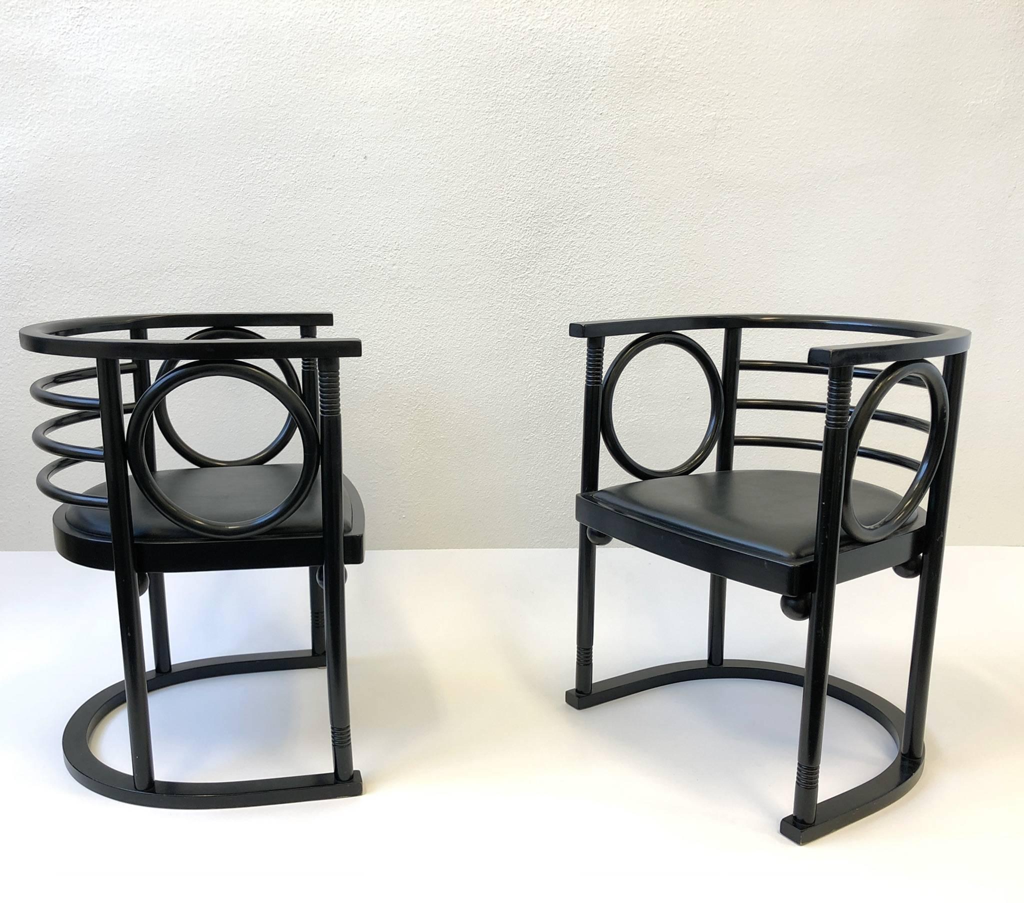 Pair of Black Lacquer Armchairs by Josef Hoffman 2