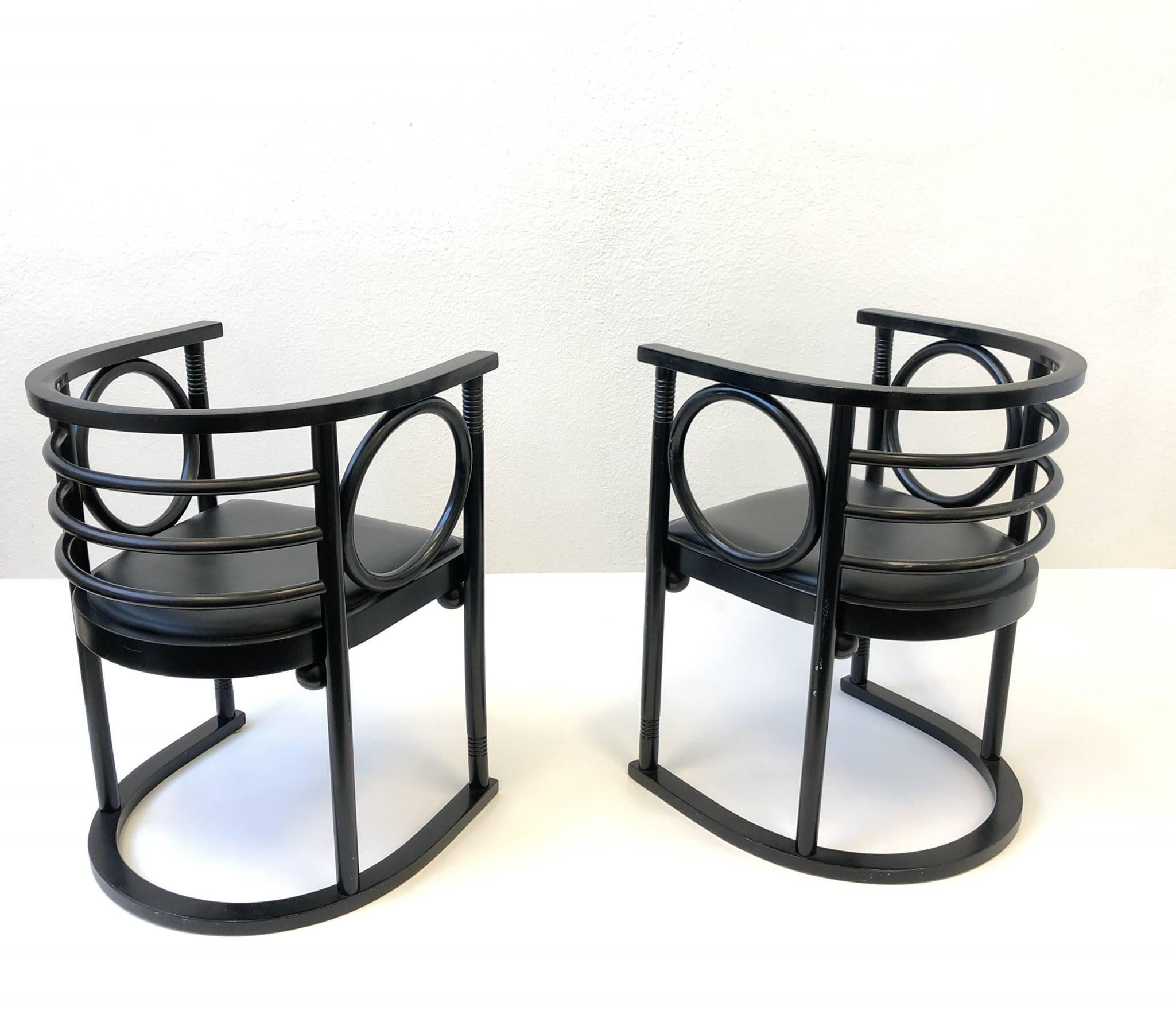 Pair of Black Lacquer Armchairs by Josef Hoffman 1