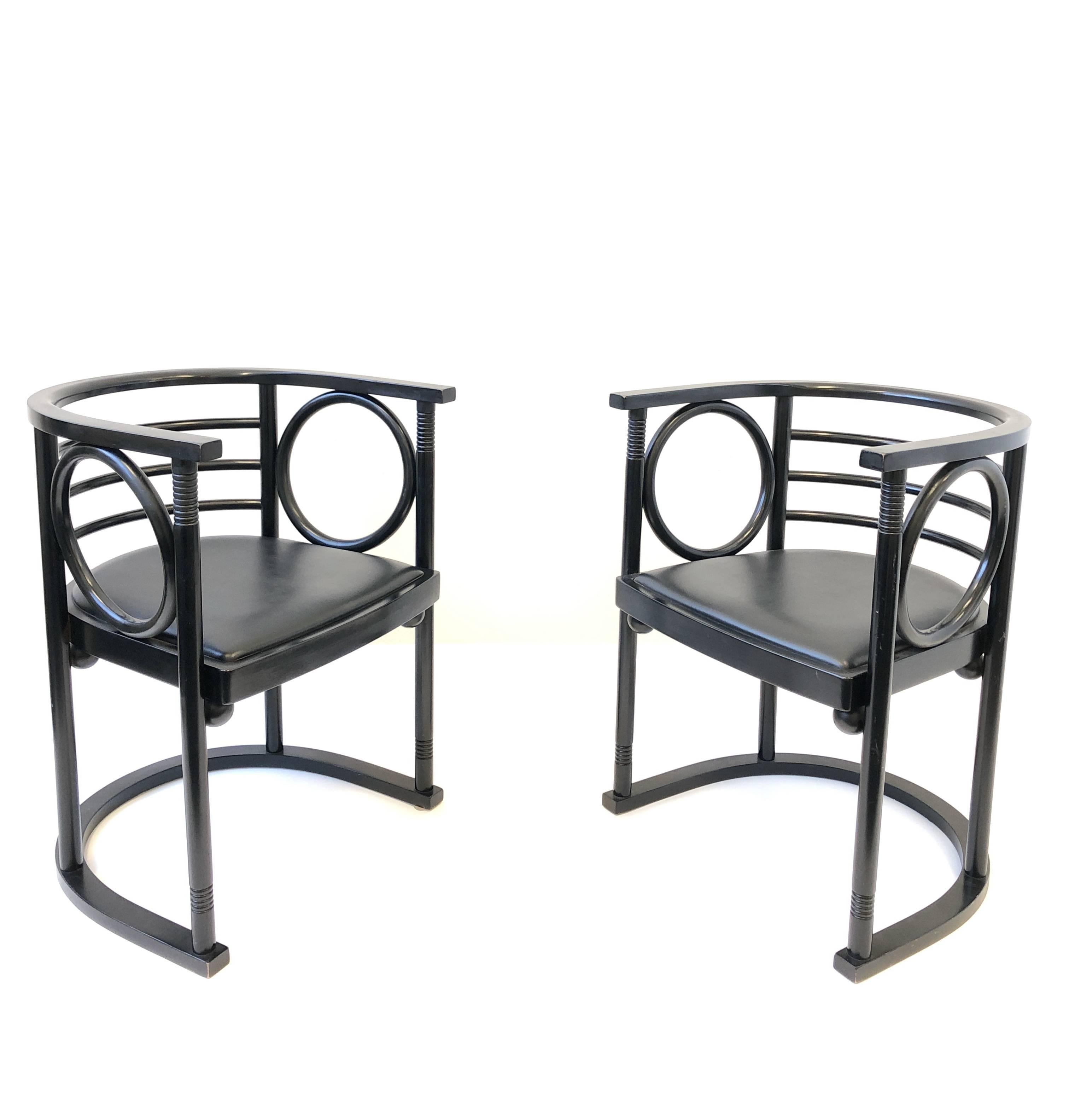 Pair of Black Lacquer Armchairs by Josef Hoffman