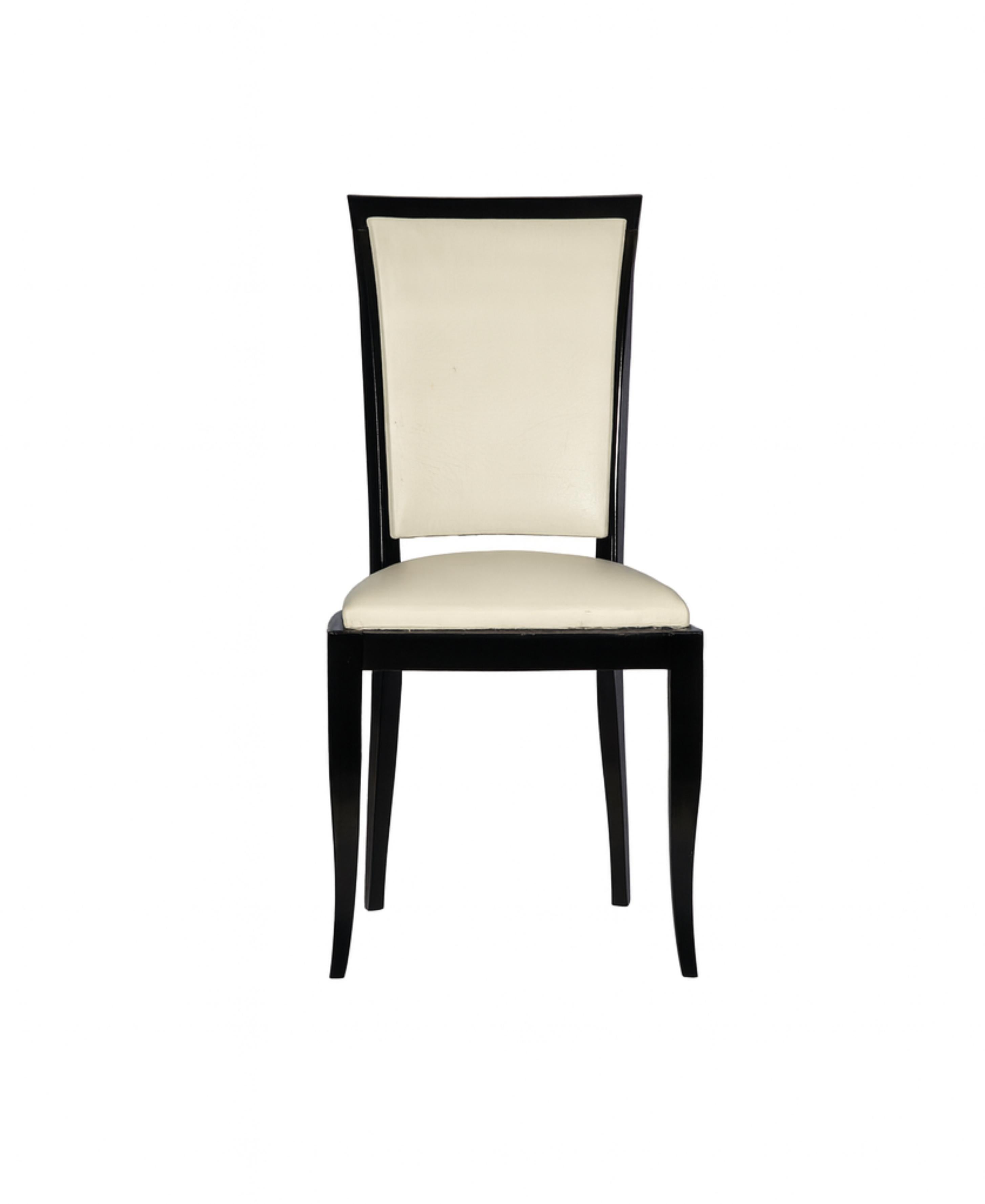 Pair of Black Lacquer Art Deco Dining Chairs, 20th Century (20. Jahrhundert) im Angebot