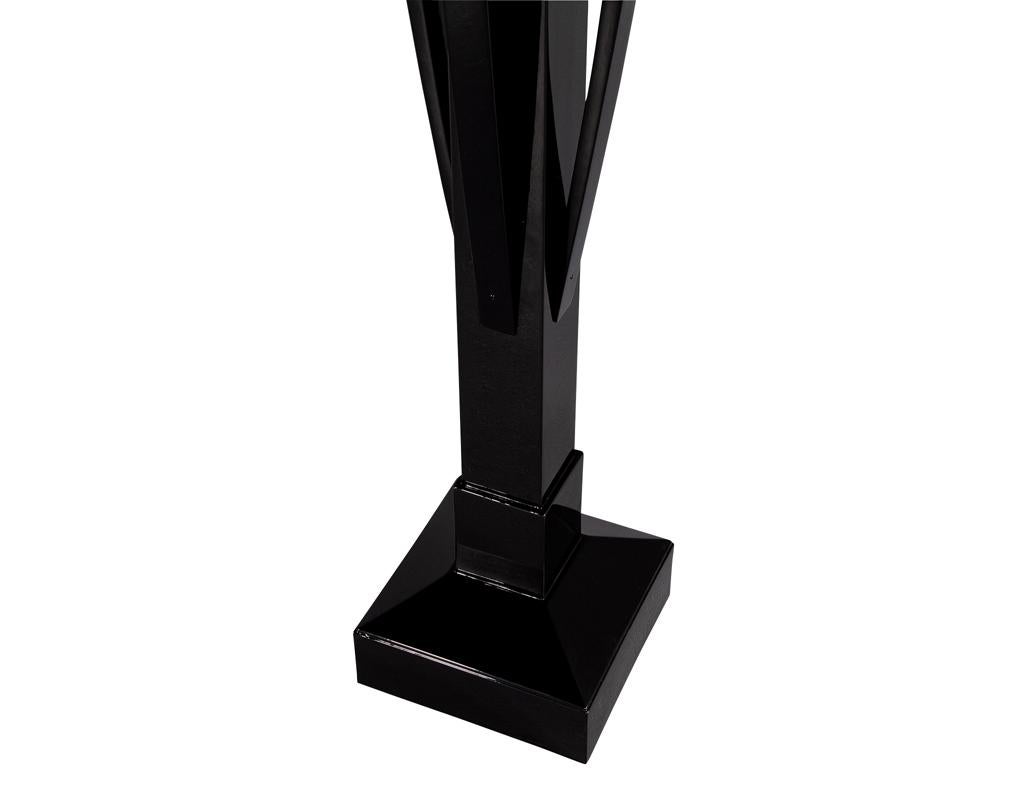 Pair of Black Lacquer Art Deco Pedestal Stands For Sale 2