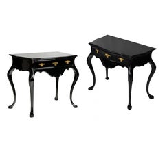 Pair of Black Lacquer Baroque Styled Commode, 20th Century