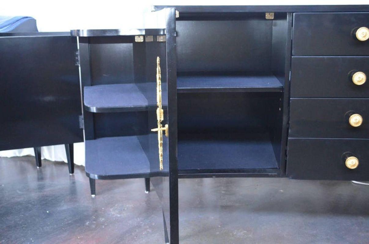 Pair of Black Lacquer Commodes In Good Condition For Sale In Los Angeles, CA