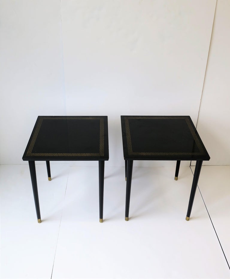 Mid-Century Modern Midcentury Modern Black End, Side or Nesting Tables Pair, ca. 1940s For Sale