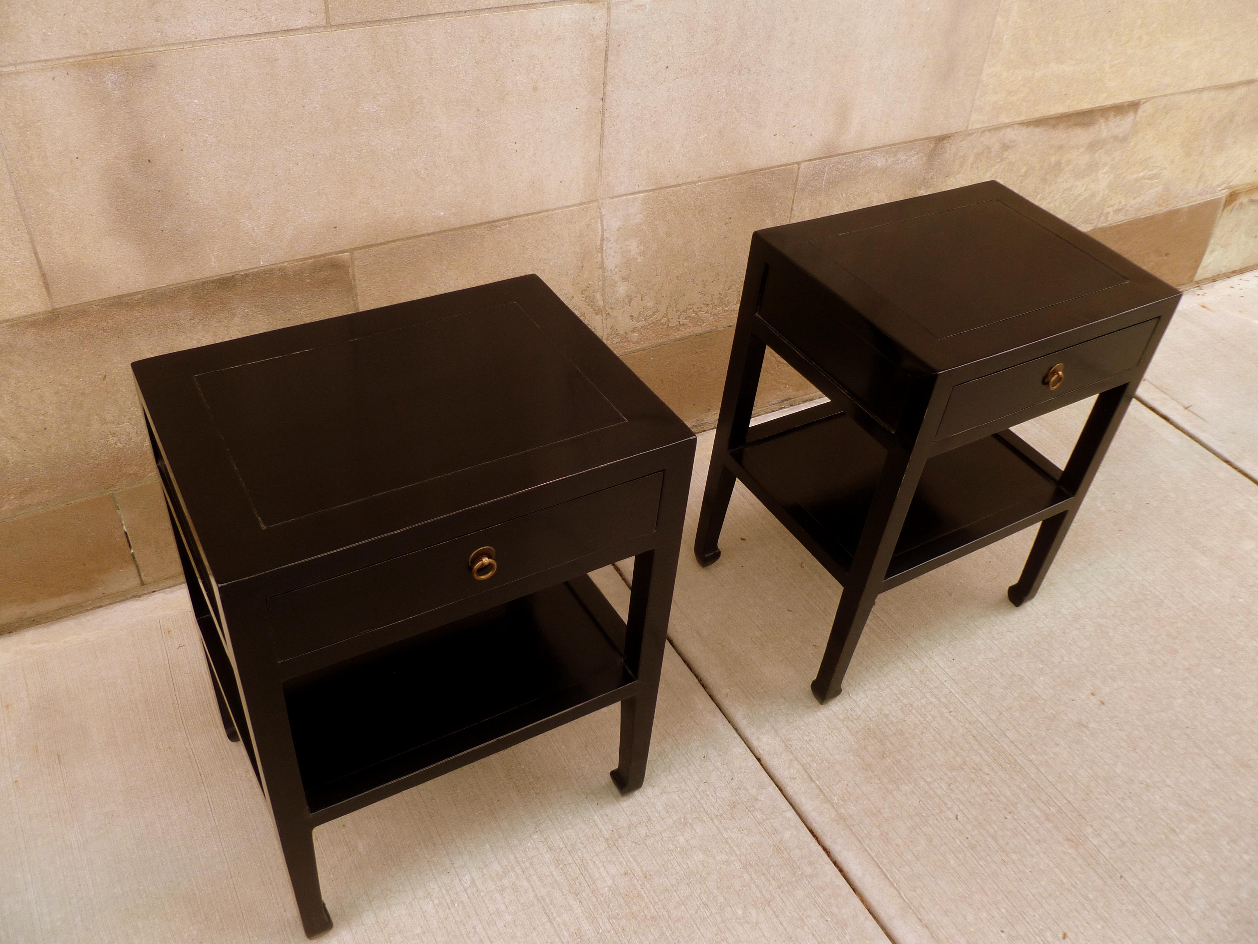Pair of Black Lacquer End Tables 3