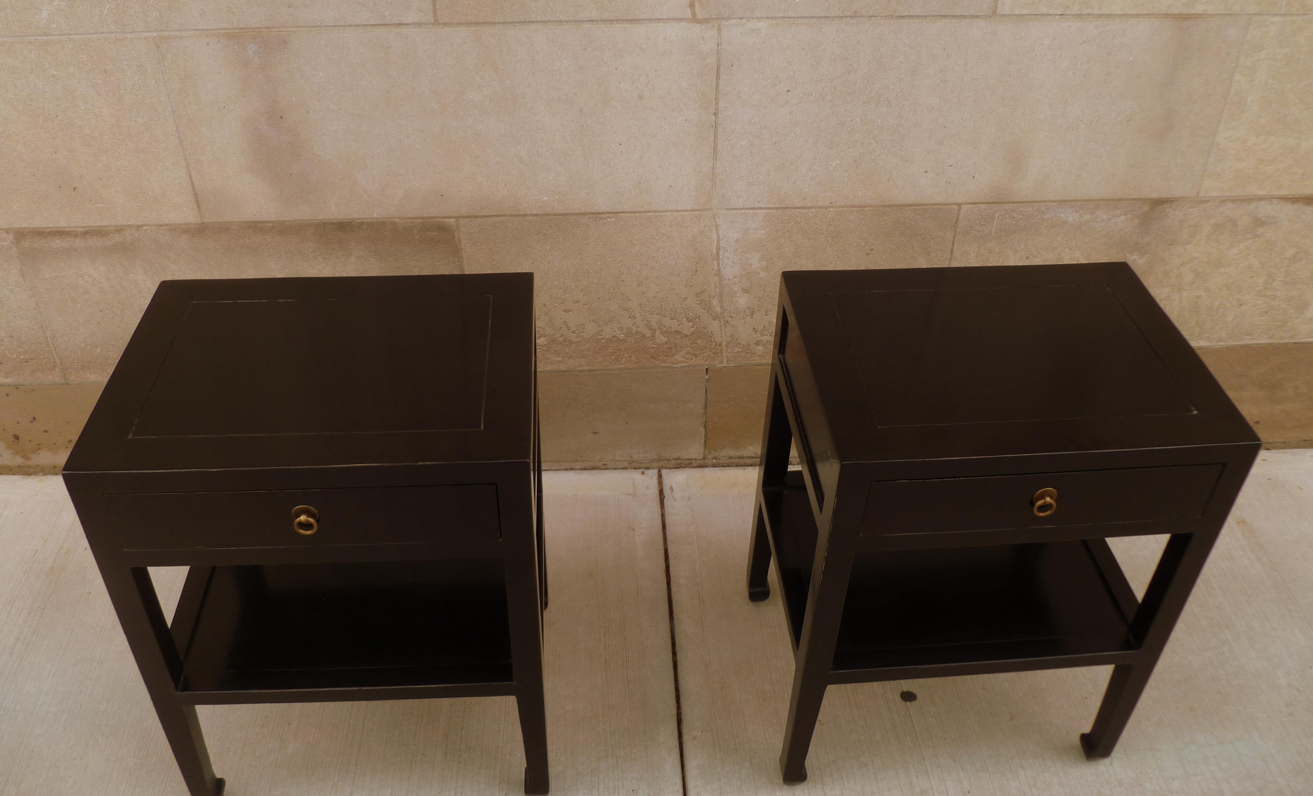 Pair of Black Lacquer End Tables 4