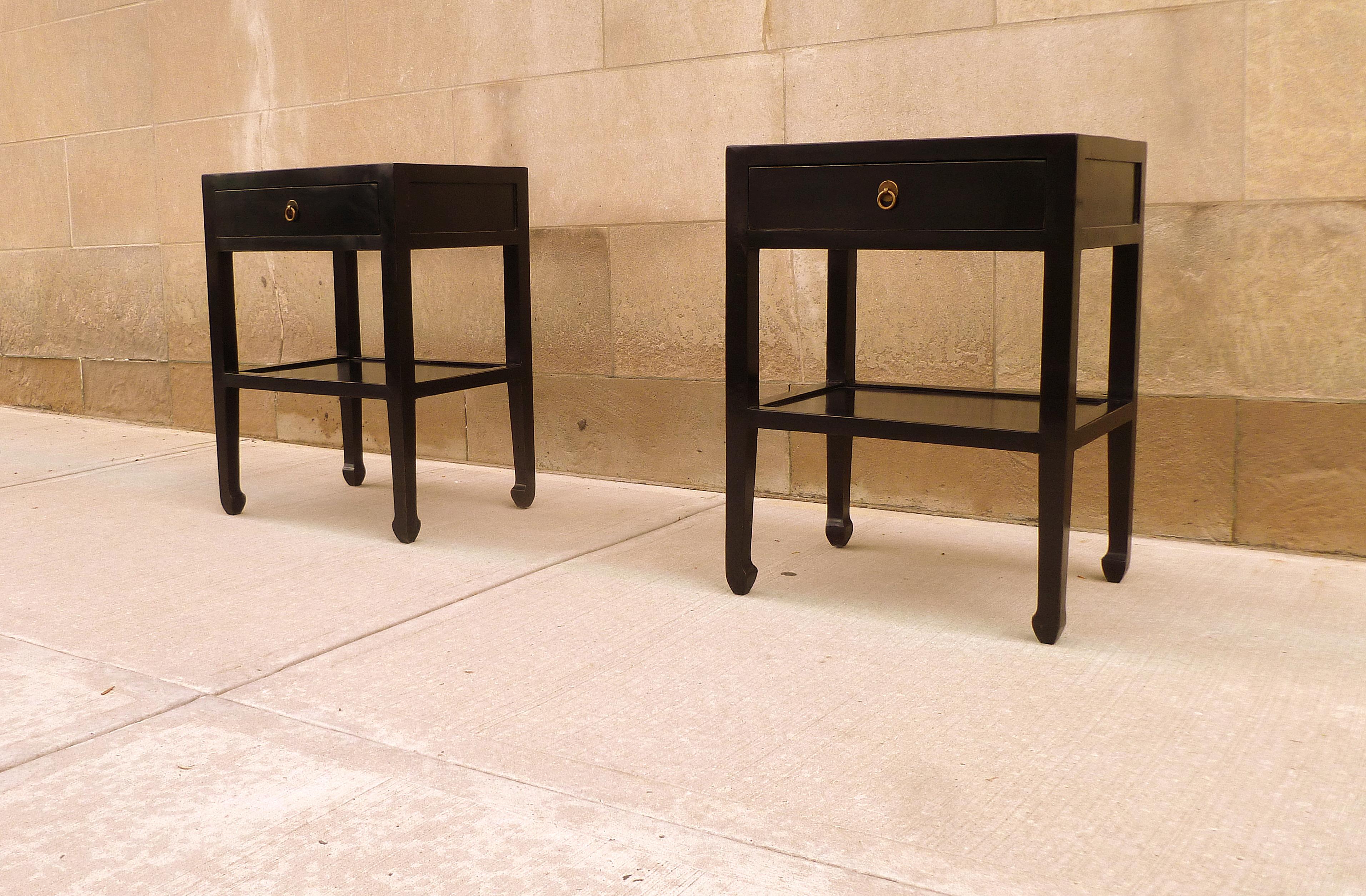 Pair of Black Lacquer End Tables 1