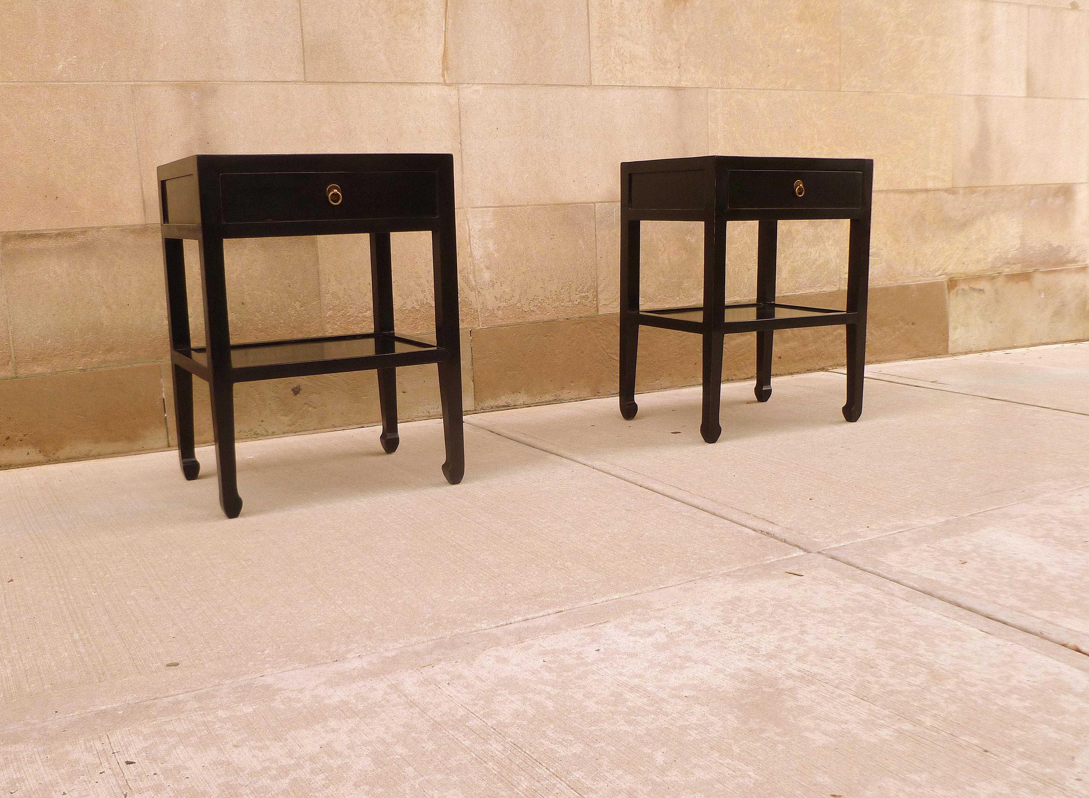 Pair of Black Lacquer End Tables 2