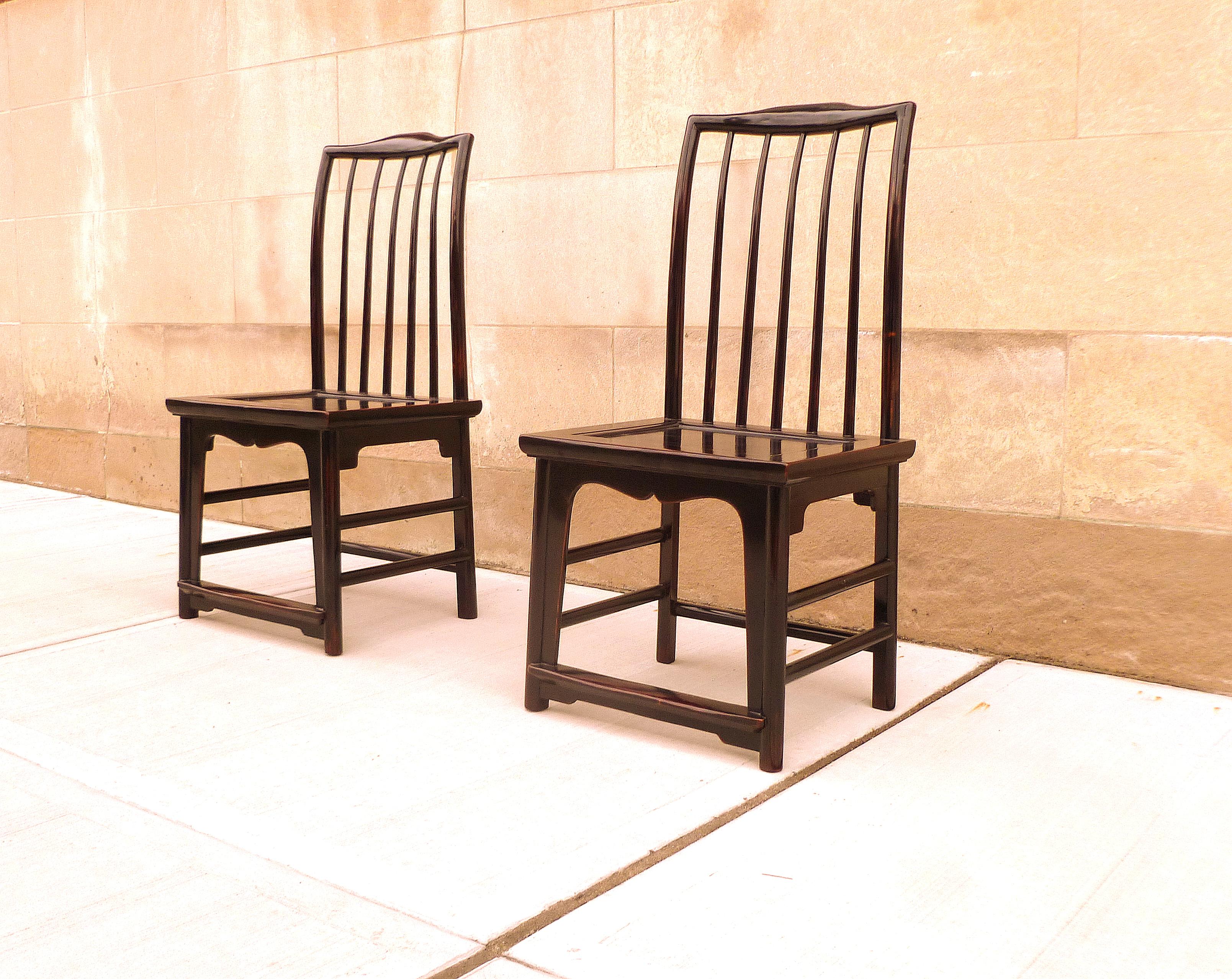 Pair of Black Lacquer Hat Chairs 3