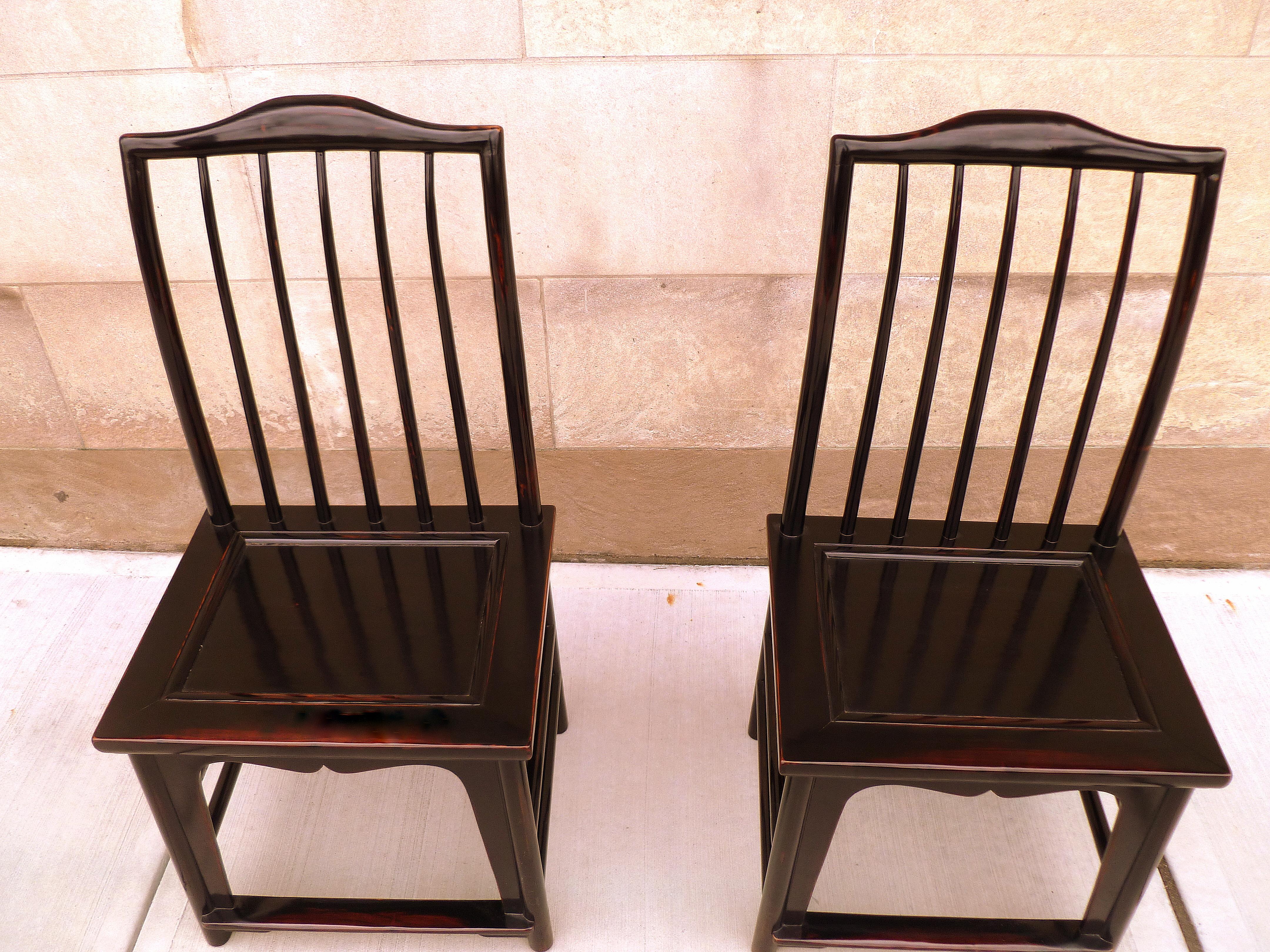 Pair of Black Lacquer Hat Chairs 4