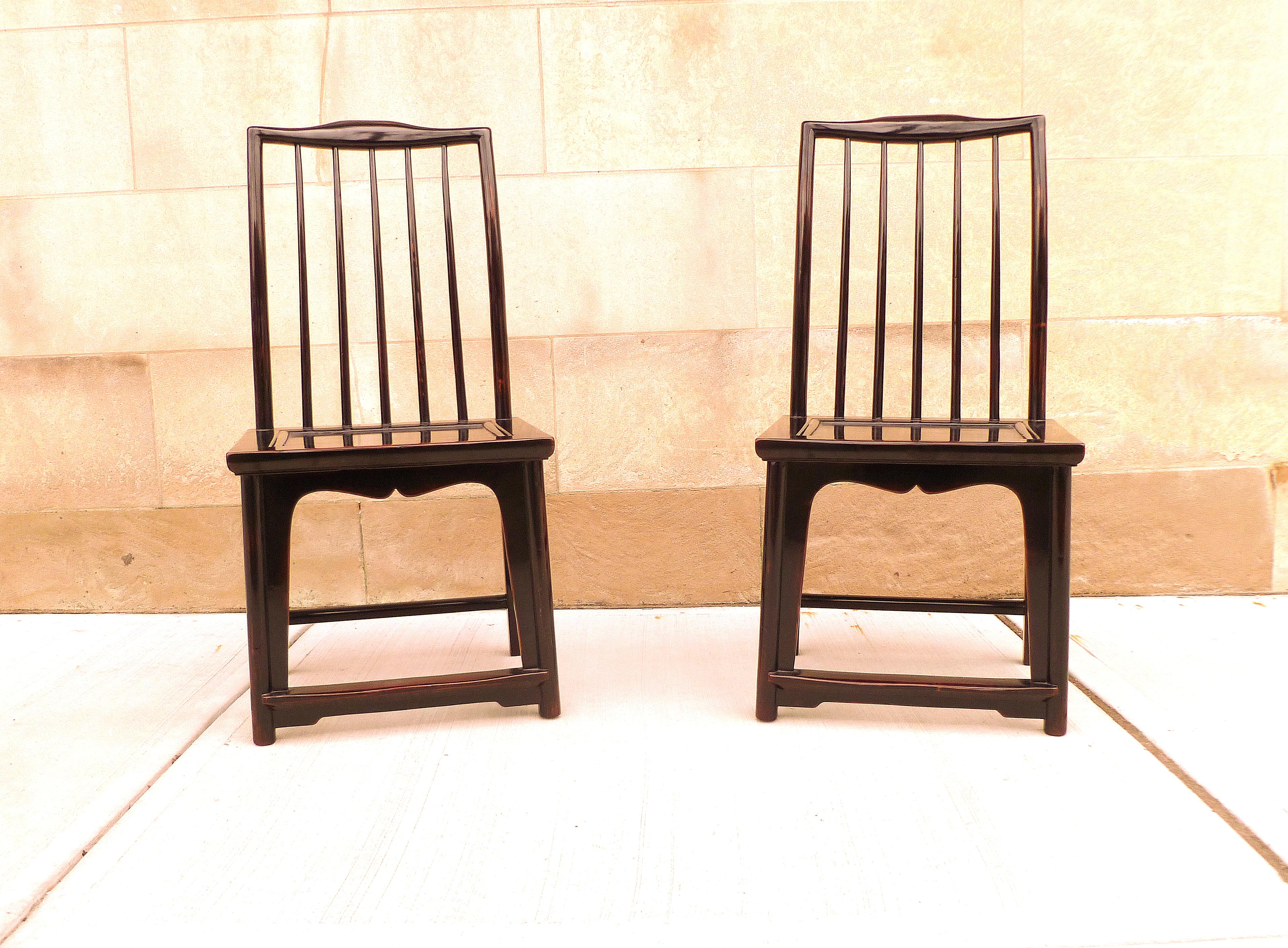 Pair of Black Lacquer Hat Chairs 5