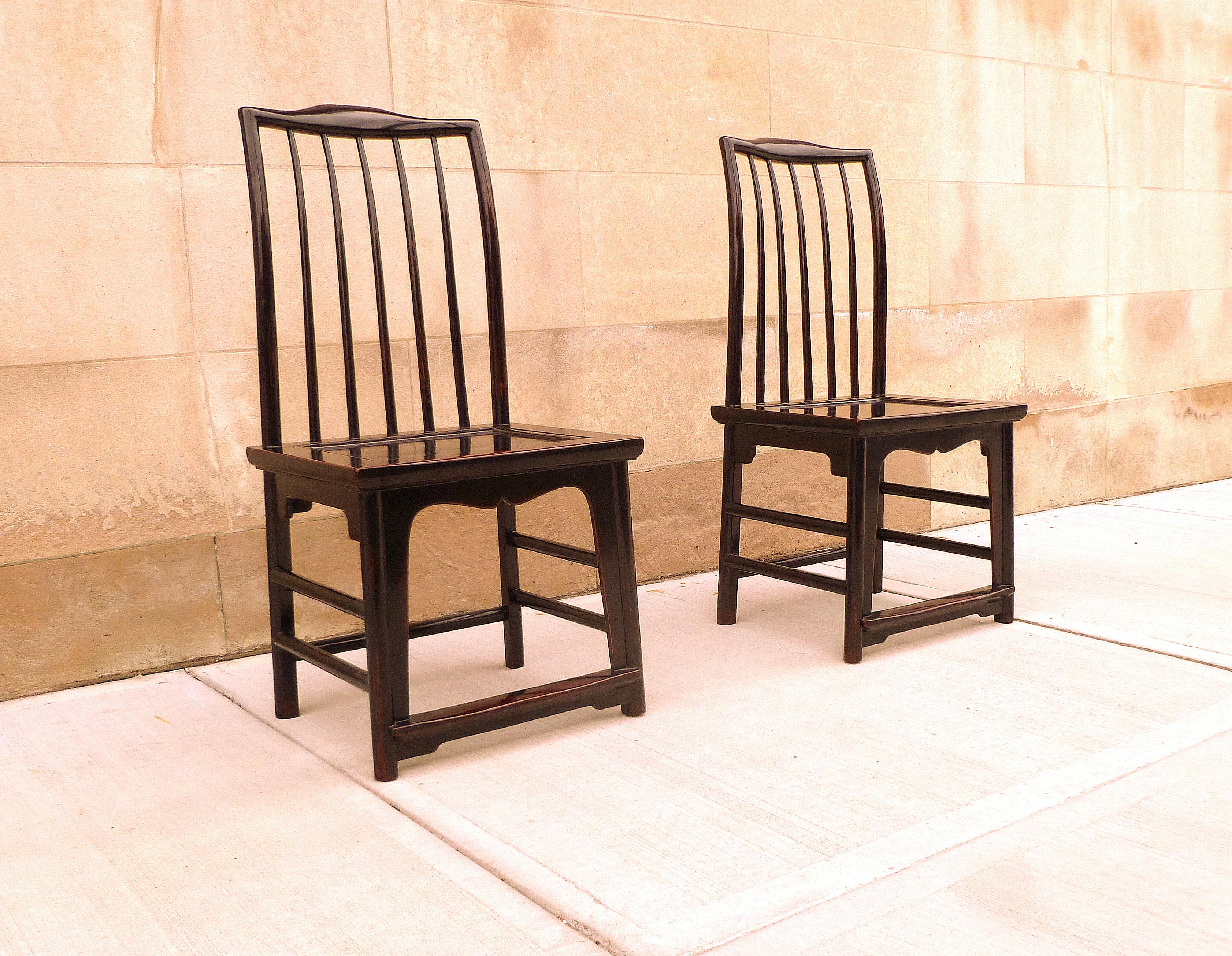 Pair of Black Lacquer Hat Chairs 6