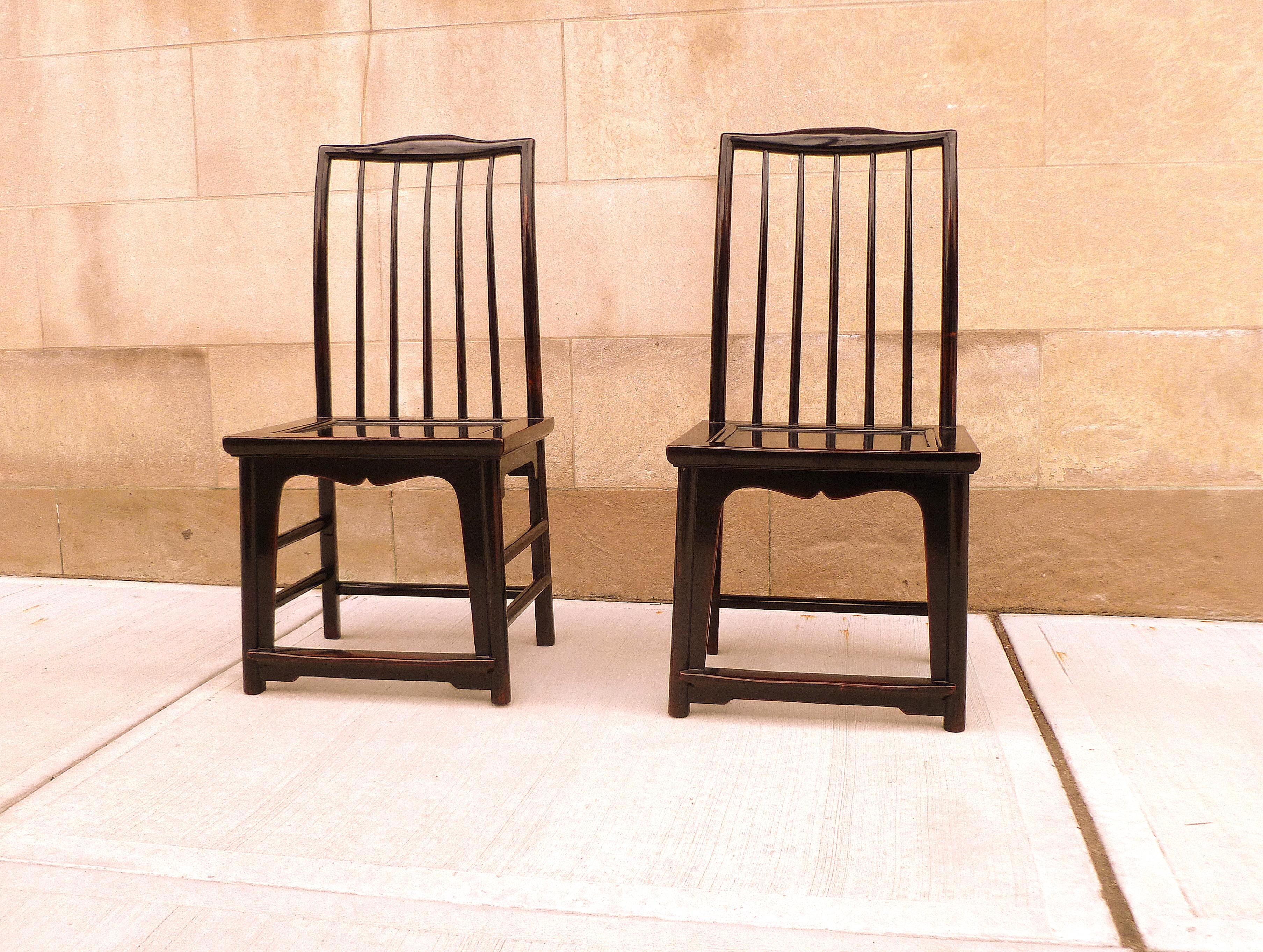 Ming Pair of Black Lacquer Hat Chairs