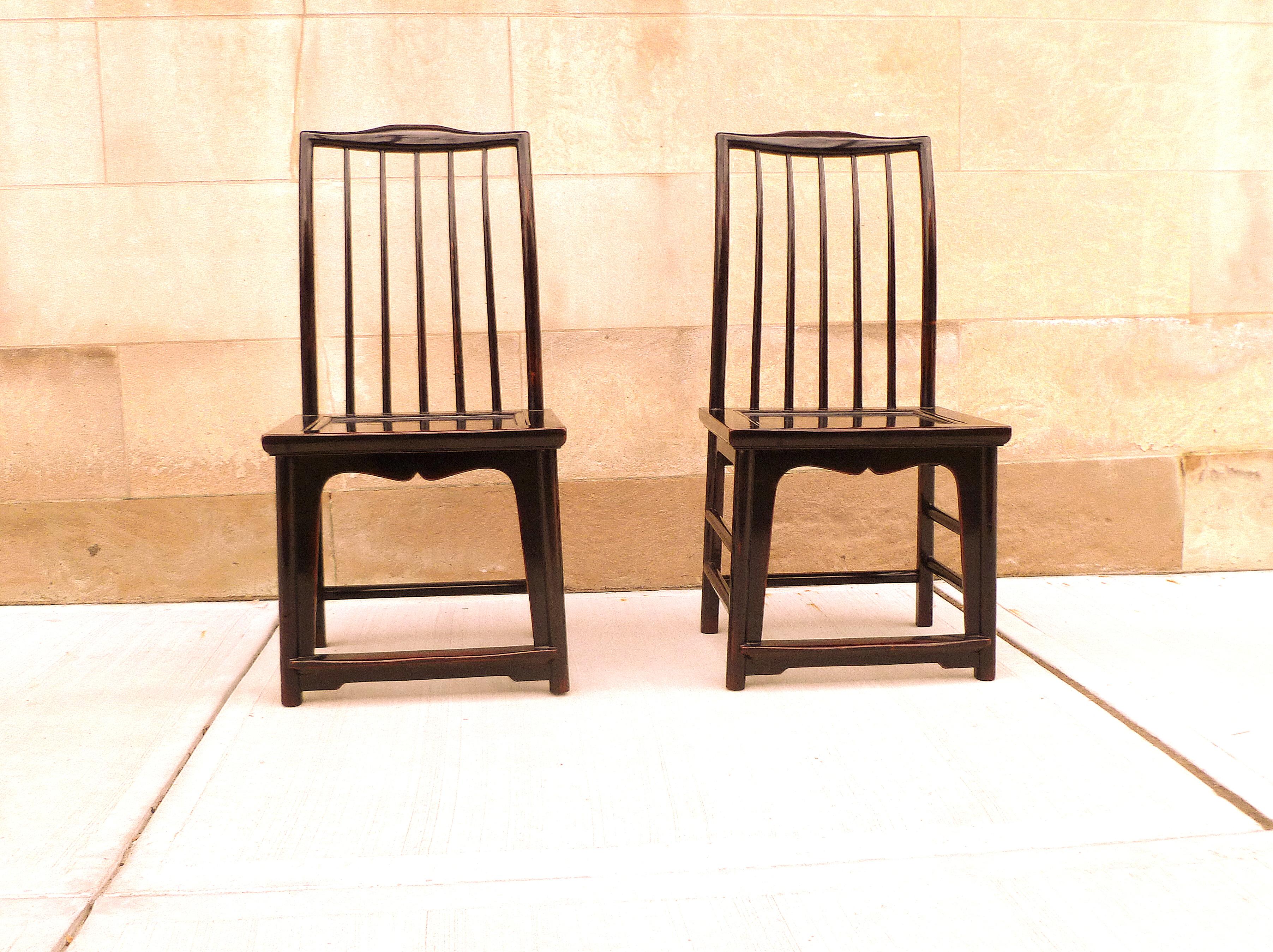 Pair of Black Lacquer Hat Chairs In Excellent Condition In Greenwich, CT