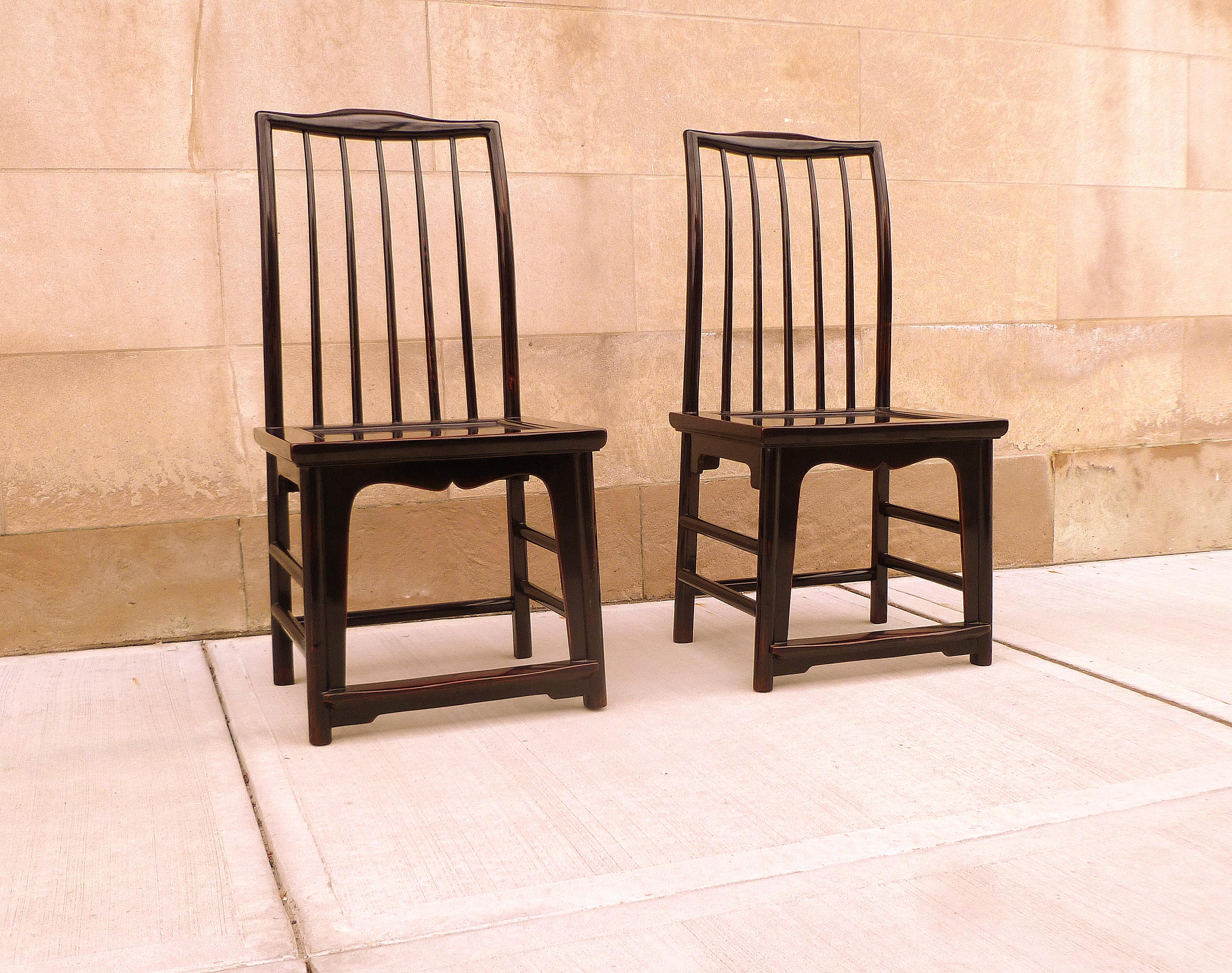 Pair of Black Lacquer Hat Chairs 1
