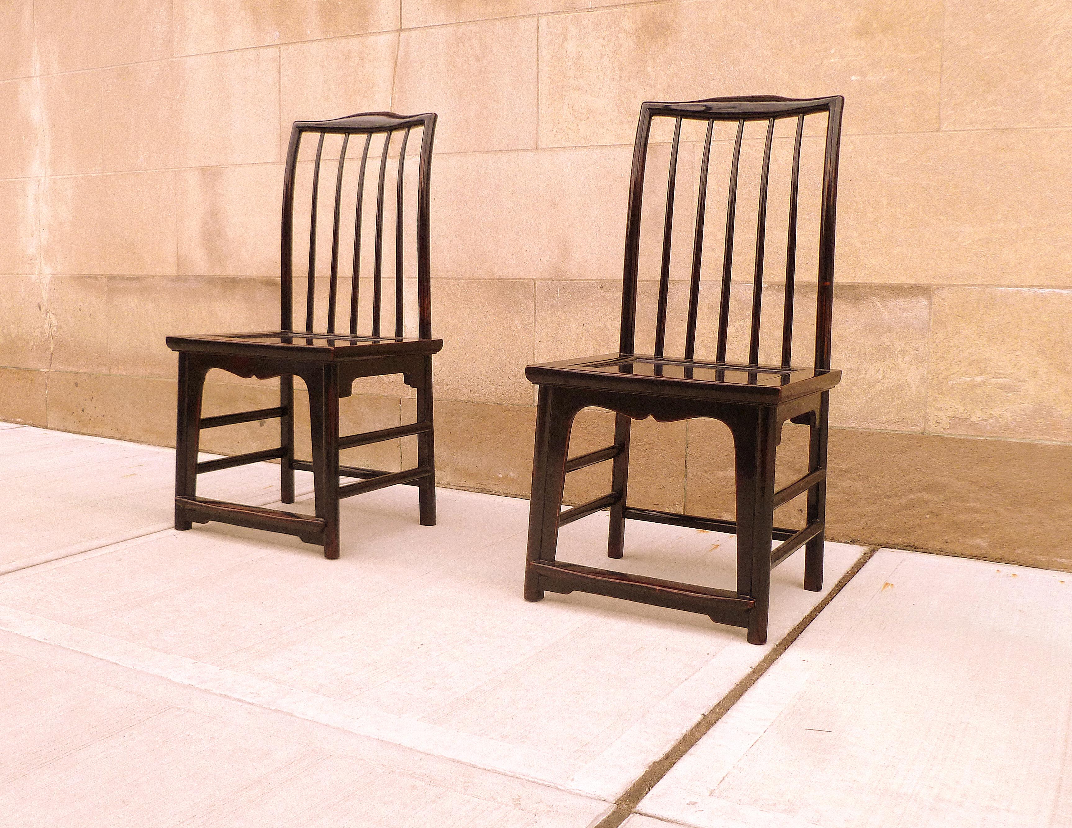Pair of Black Lacquer Hat Chairs 2