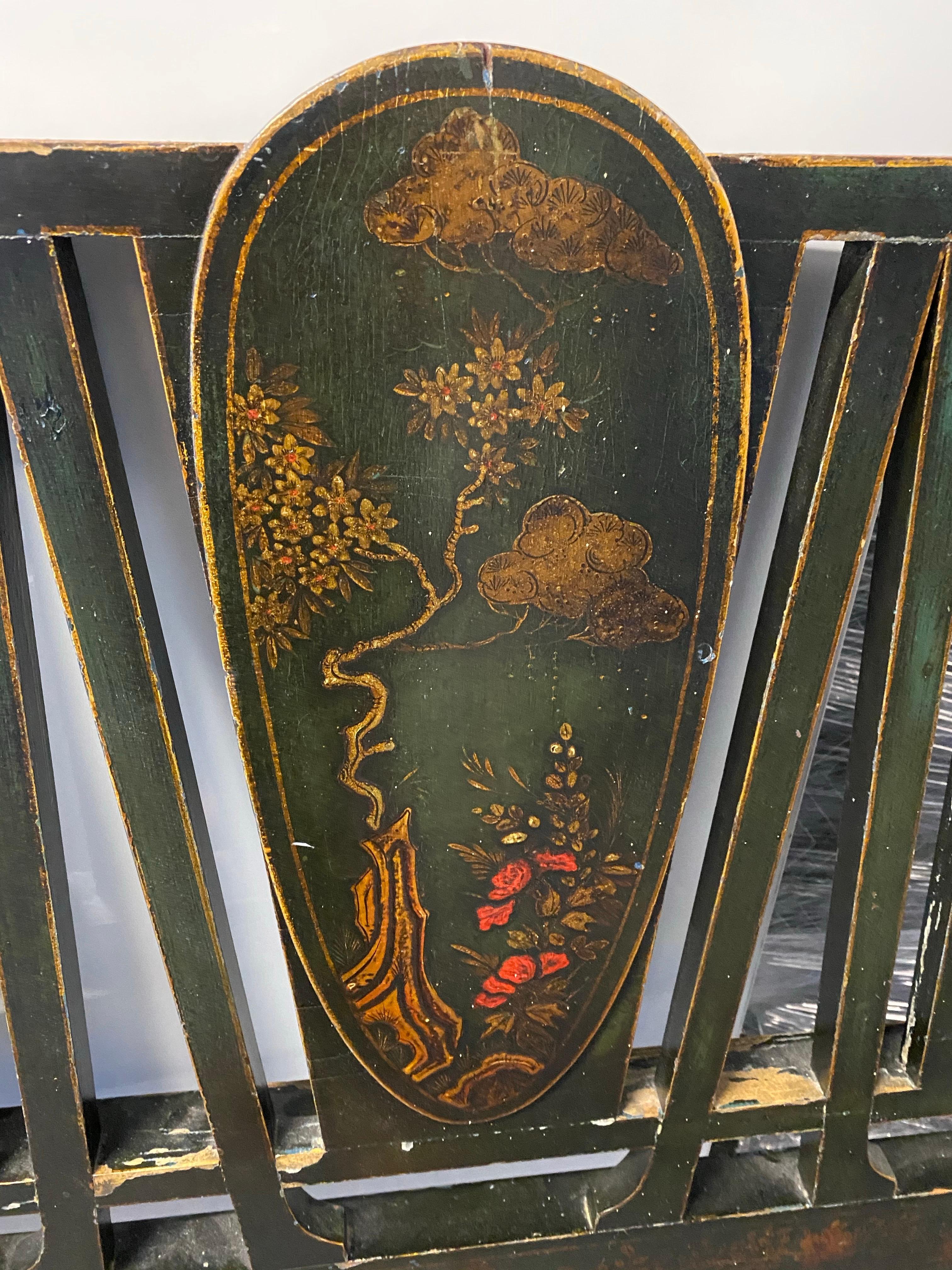 Pair of Black Lacquer Japanned with Chinoiserie Decoration Twin Headboards For Sale 10
