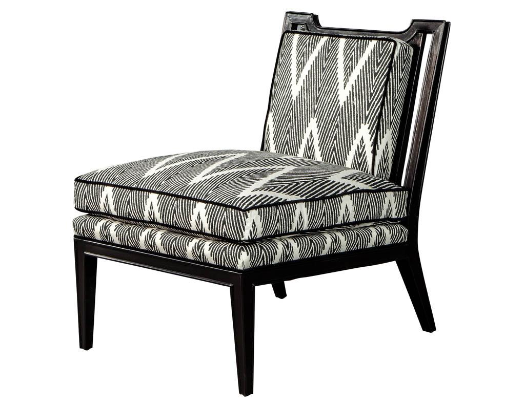 Modern Pair of Black Lacquer Lounge Chairs