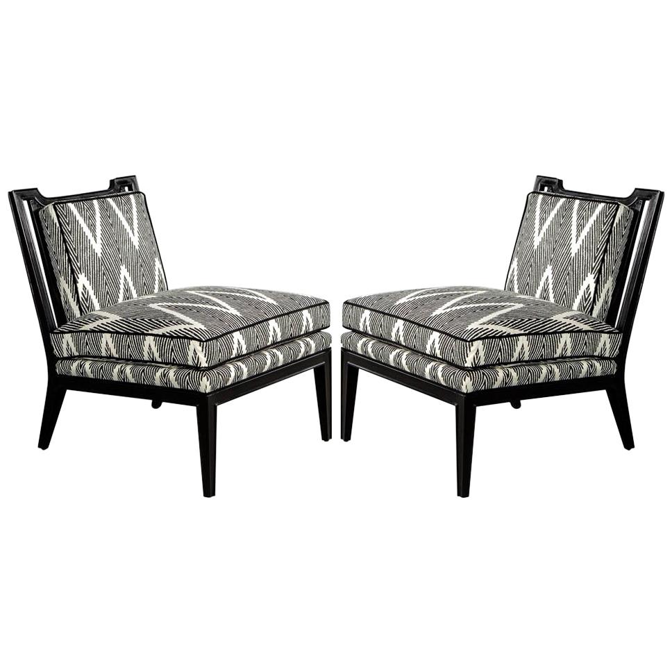 Pair of Black Lacquer Lounge Chairs