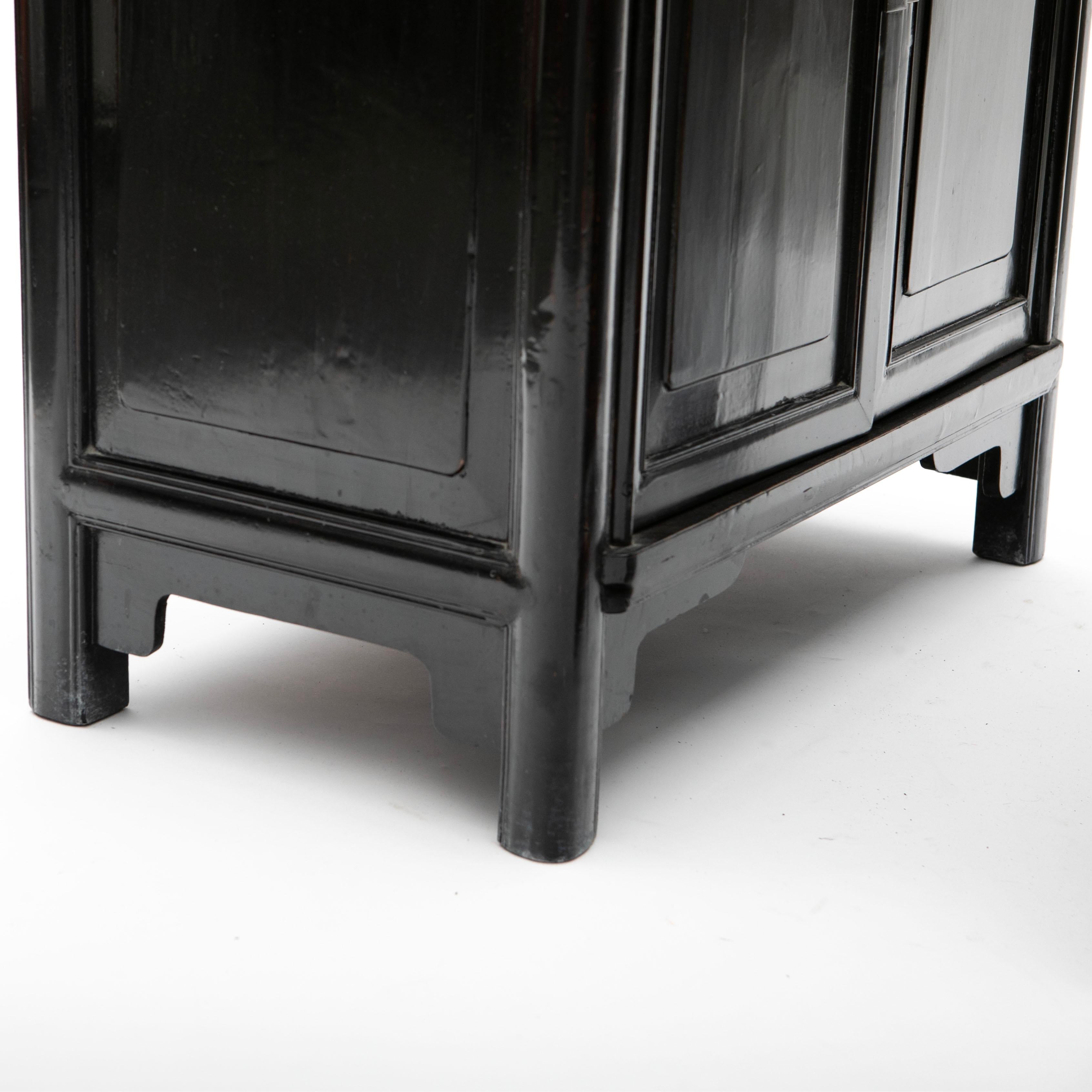 19th Century Pair of Black Lacquer Ming Style Cabinets