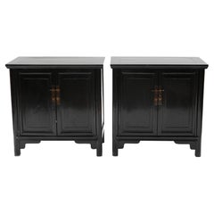 Pair of Black Lacquer Ming Style Cabinets