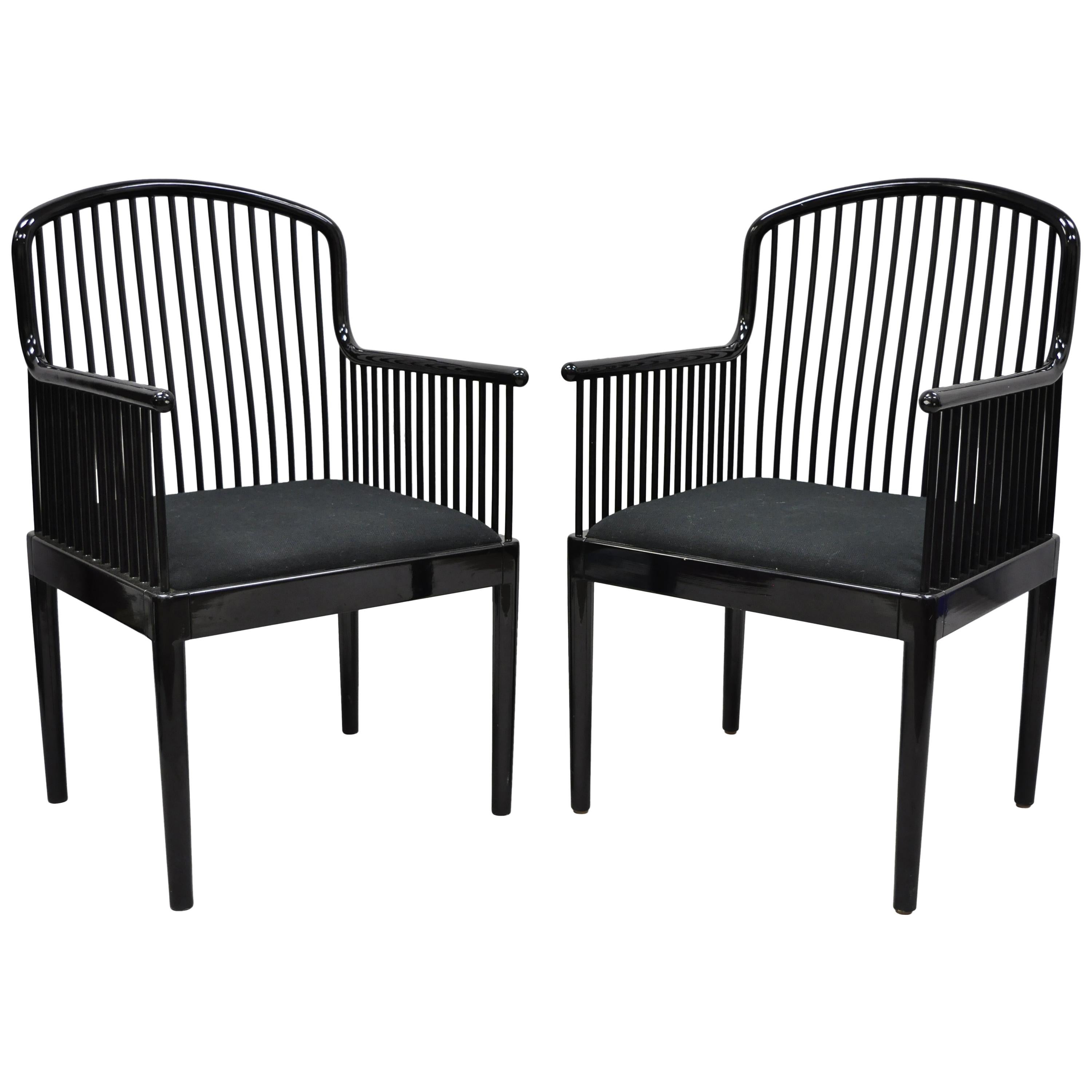 Pair of Black Lacquer Modern Andover Armchairs by Davis Allen for Stendig 'B'