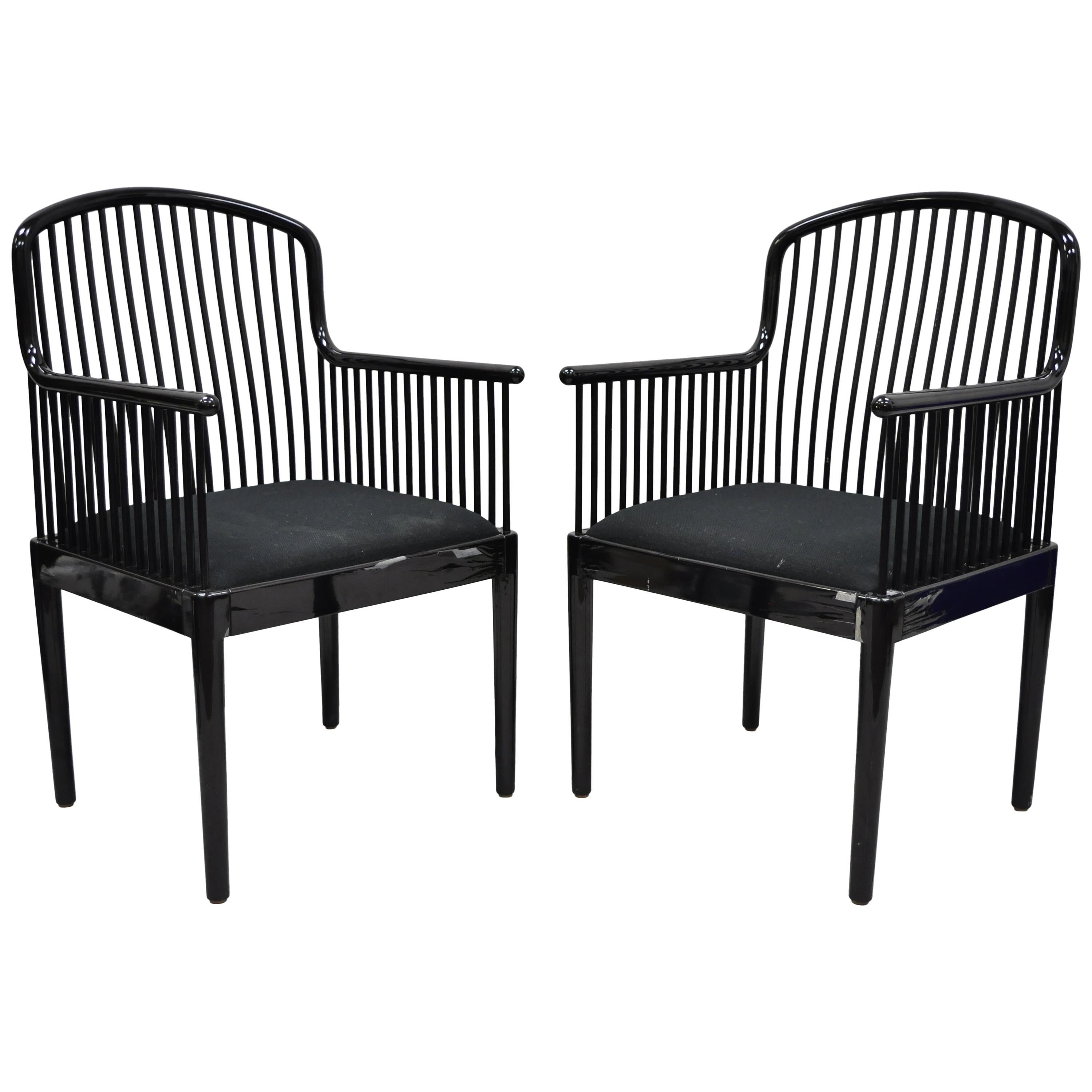 Pair of Black Lacquer Modern Andover Armchairs by Davis Allen for Stendig 'C'