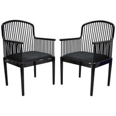 Pair of Black Lacquer Modern Andover Armchairs by Davis Allen for Stendig 'C'