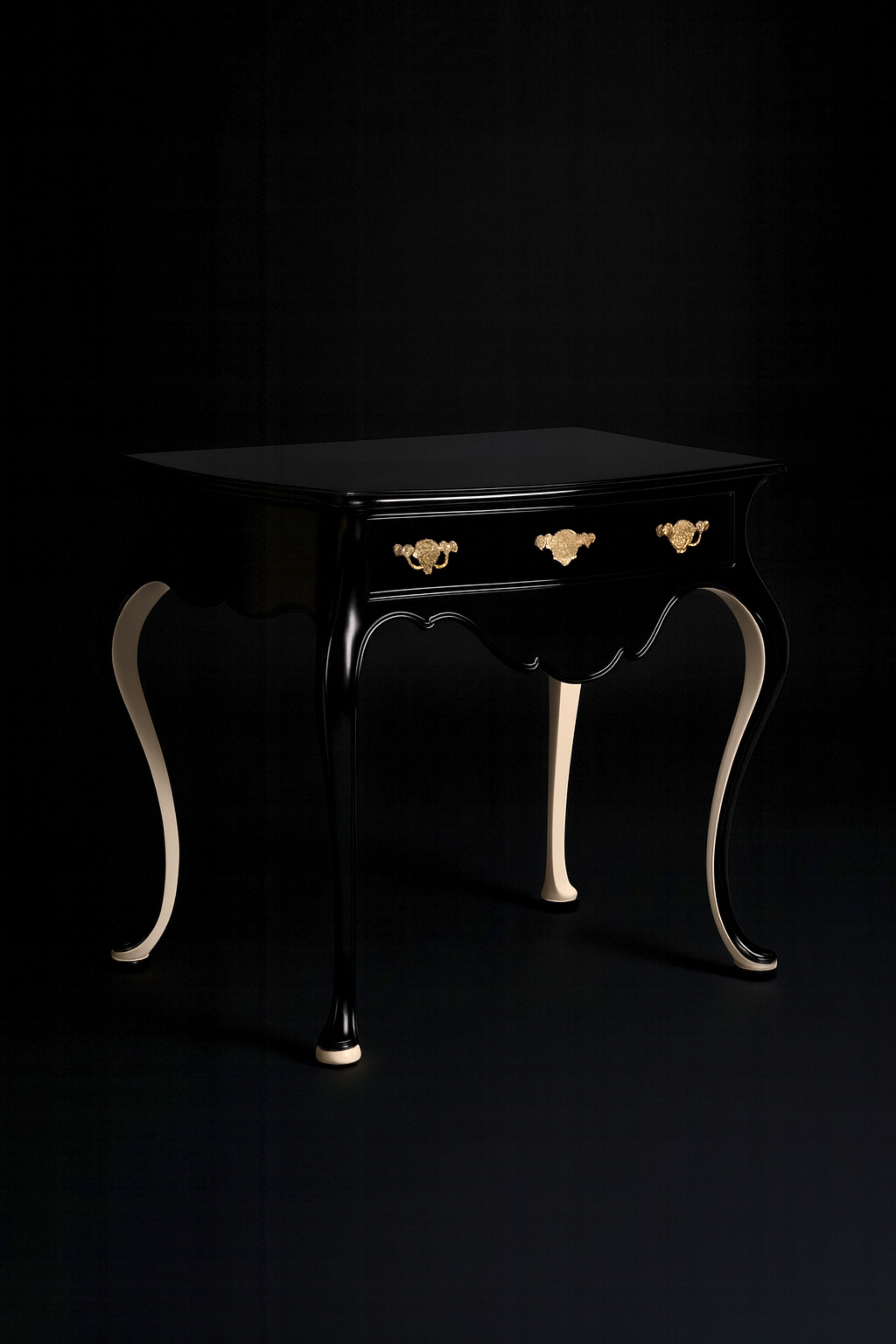 Pair of Black Lacquer Off White Baroque Commode, 19th Century en vente 4