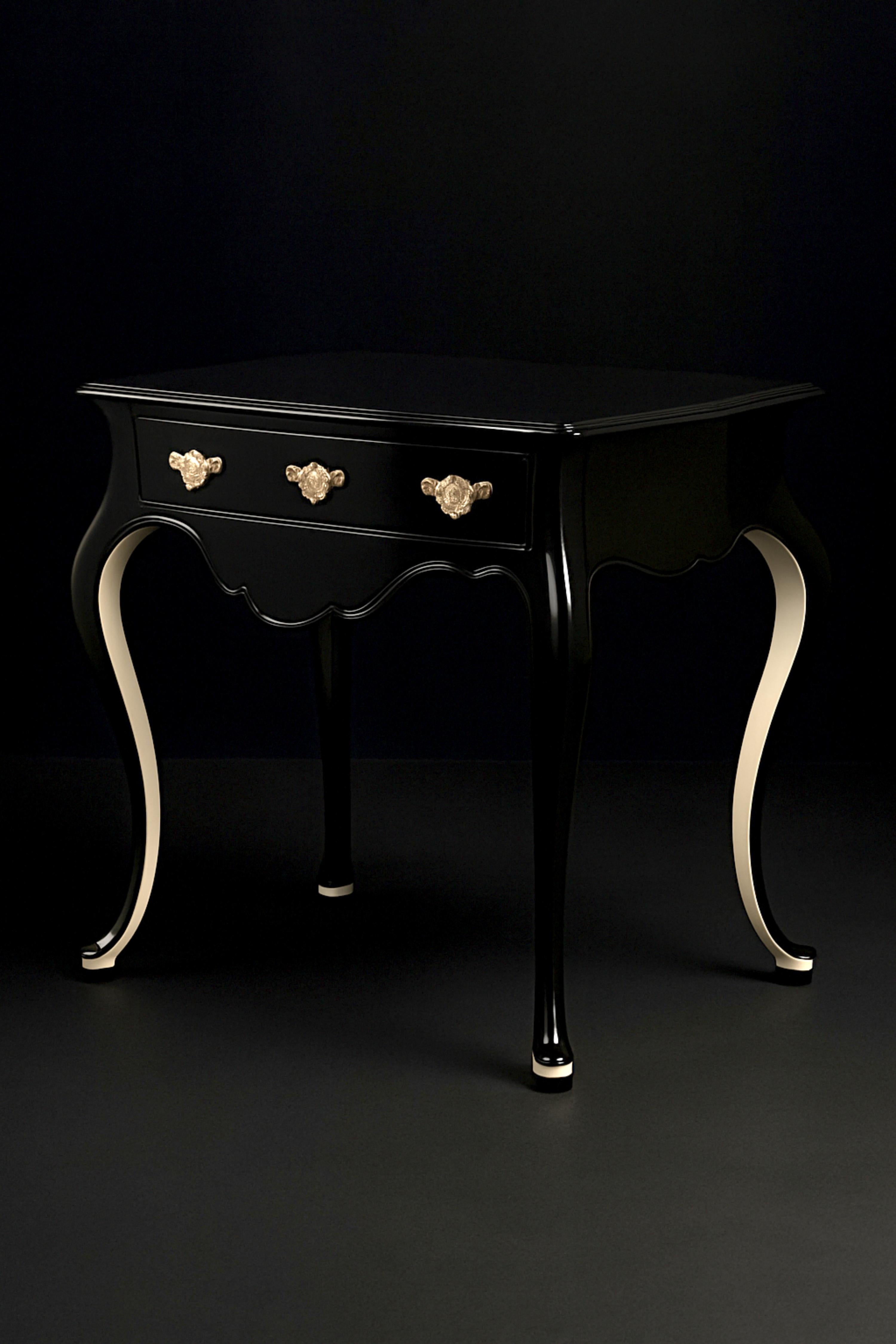 Pair of Black Lacquer Off White Baroque Commode, 19th Century en vente 2