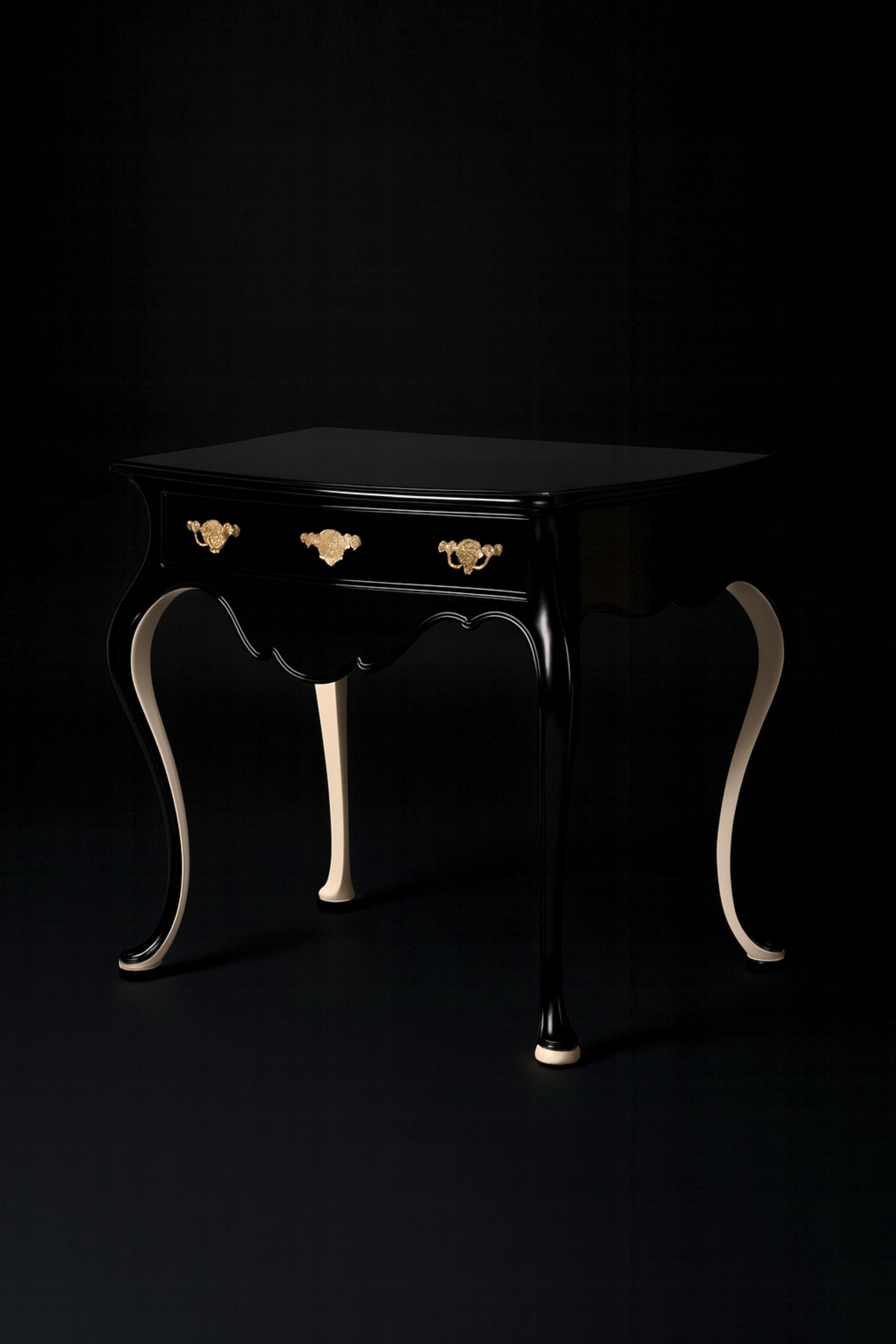 Pair of Black Lacquer Off White Baroque Commode, 19th Century en vente 3