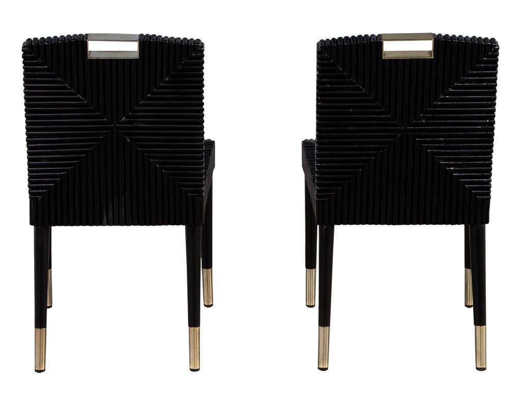American Pair of Black Lacquered Accent Side Chairs