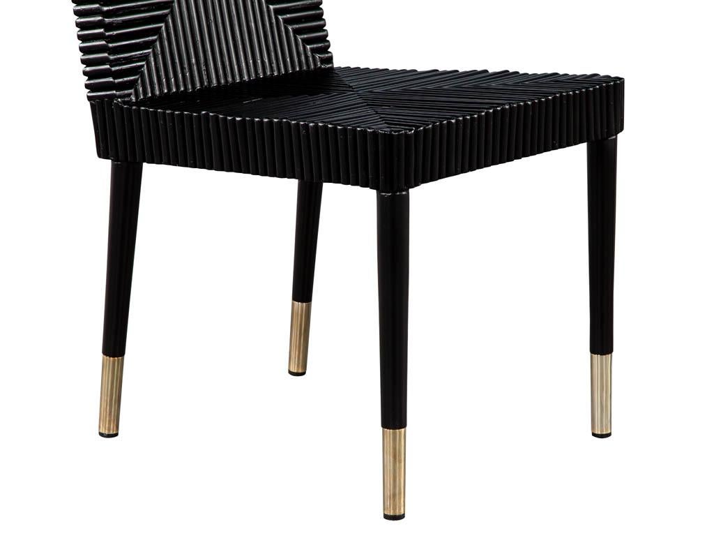Pair of Black Lacquered Accent Side Chairs 2