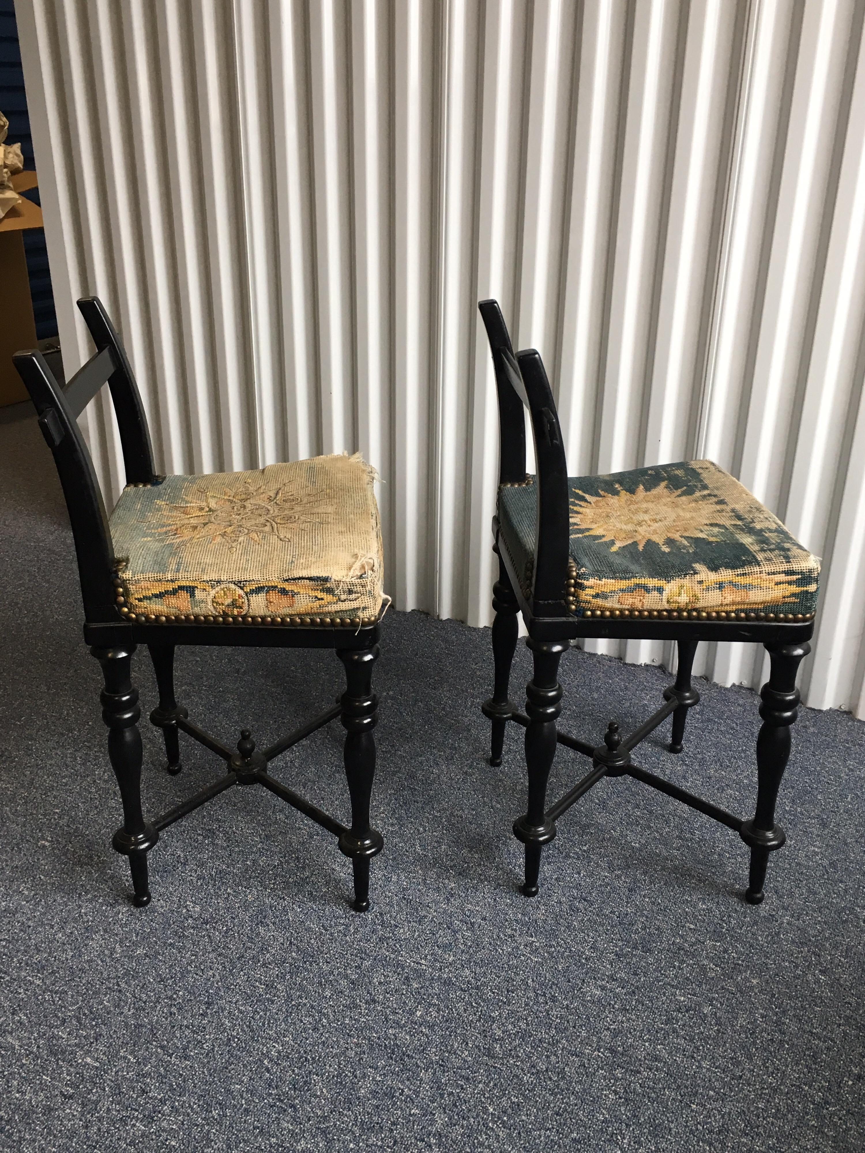 Pair of Black Lacquered Aesthetic Movement Side Chairs 7
