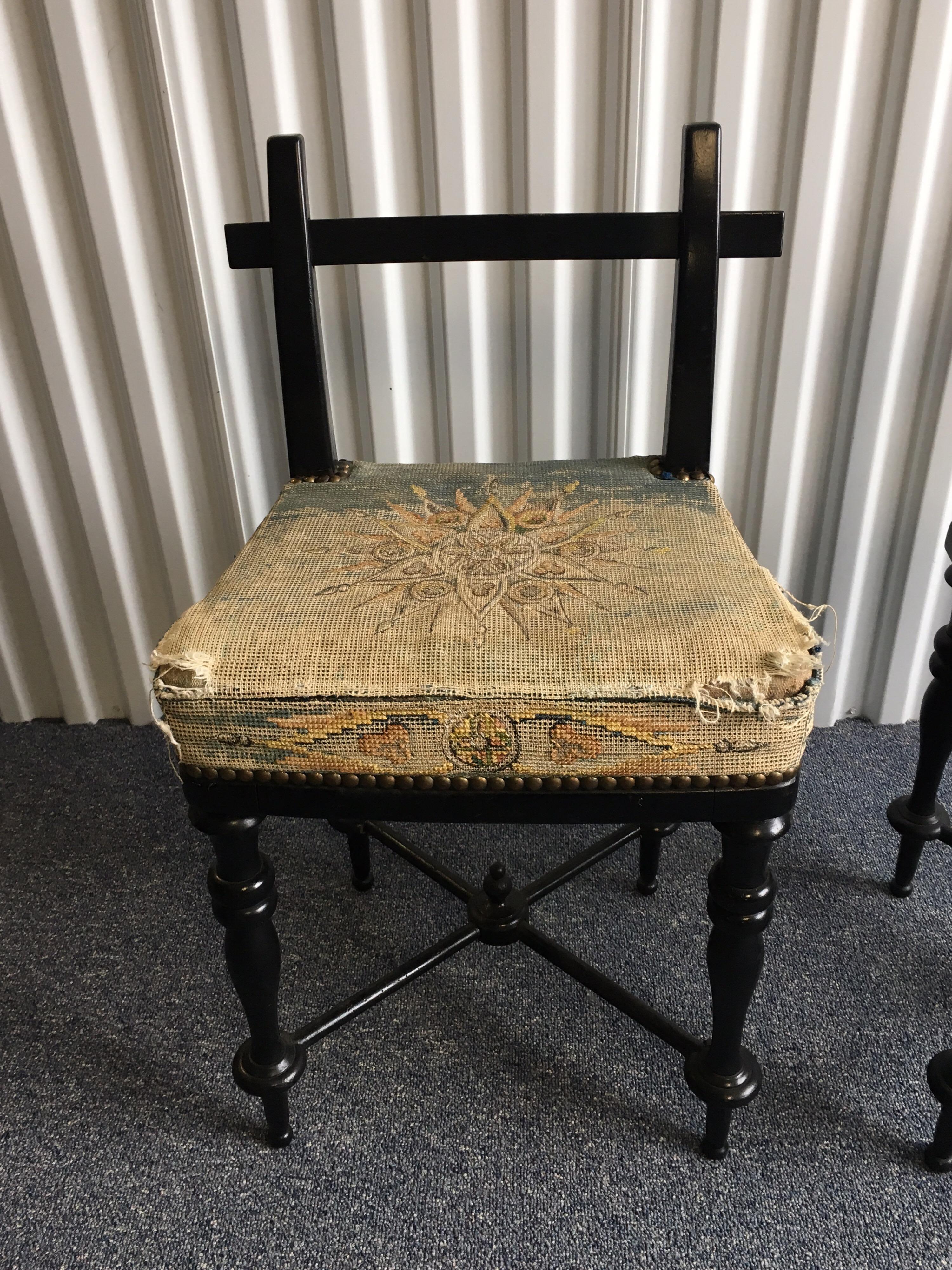 Pair of Black Lacquered Aesthetic Movement Side Chairs 1