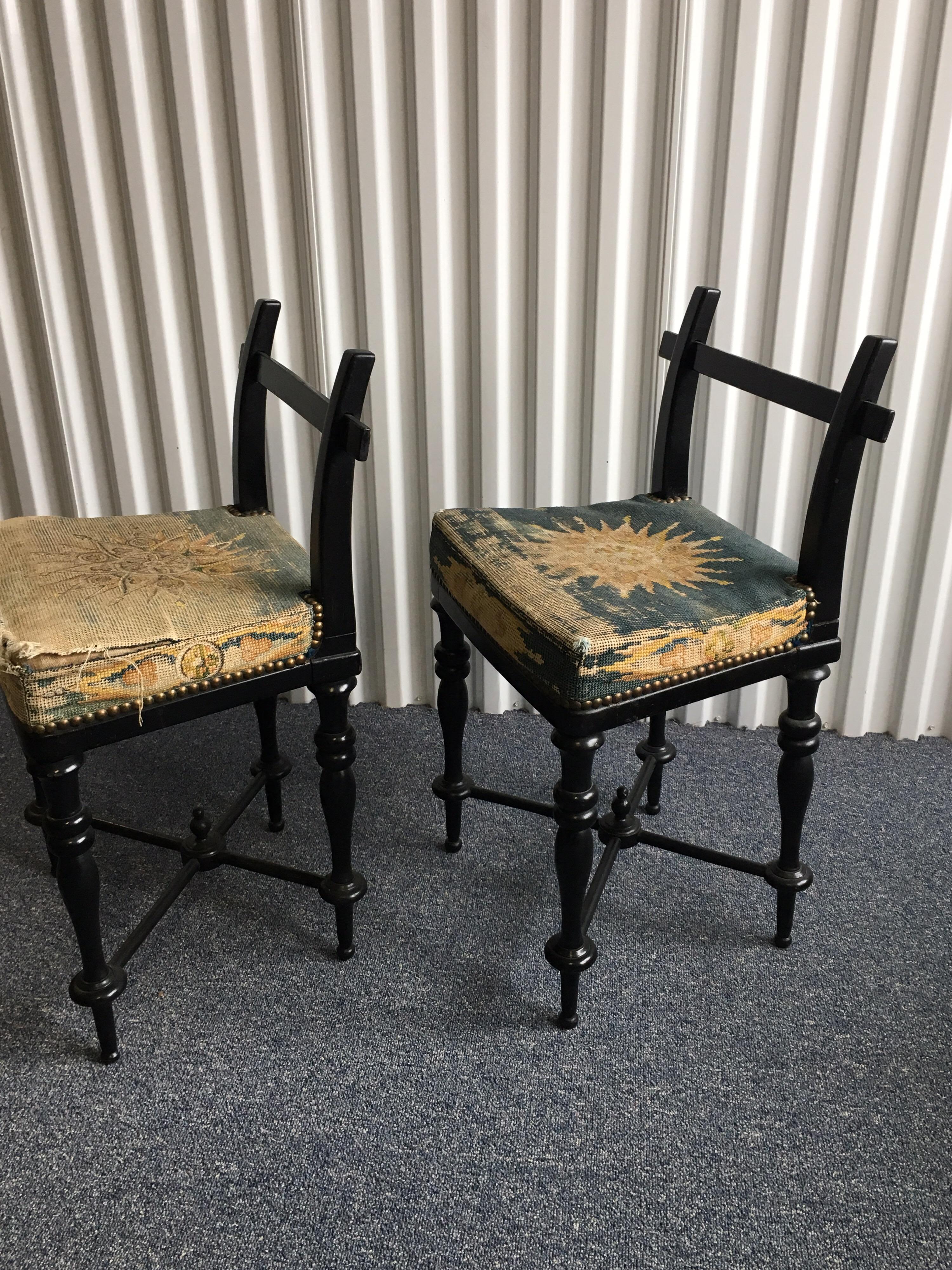 Pair of Black Lacquered Aesthetic Movement Side Chairs 4