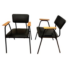 Paar schwarz lackierte Sessel, Willy Van Der Meeren zugeschrieben, um 1950