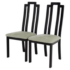Pair of Black Lacquered Art Deco Style Chairs, 1980s