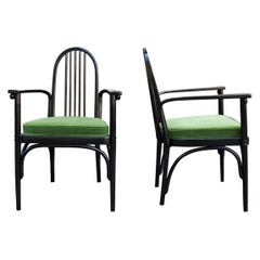 Pair of Black Lacquered Bentwood Armchairs by J & J Kohn, circa 1910