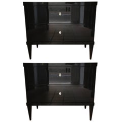 Pair of Black Lacquered Biedermeier Style Commodes