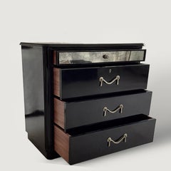 Pair of Black Lacquered Chest of Drawers, circa 1940