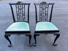 Pair of Black Lacquered Chinoiserie Chairs