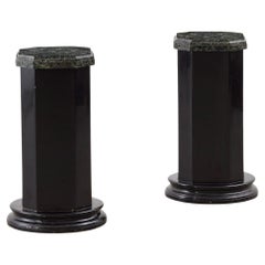 Pair of black lacquered decorative columns - France, 20th Century