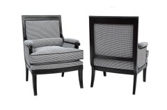 Pair of Black Lacquered Directoire Style Bergeres, 1950s