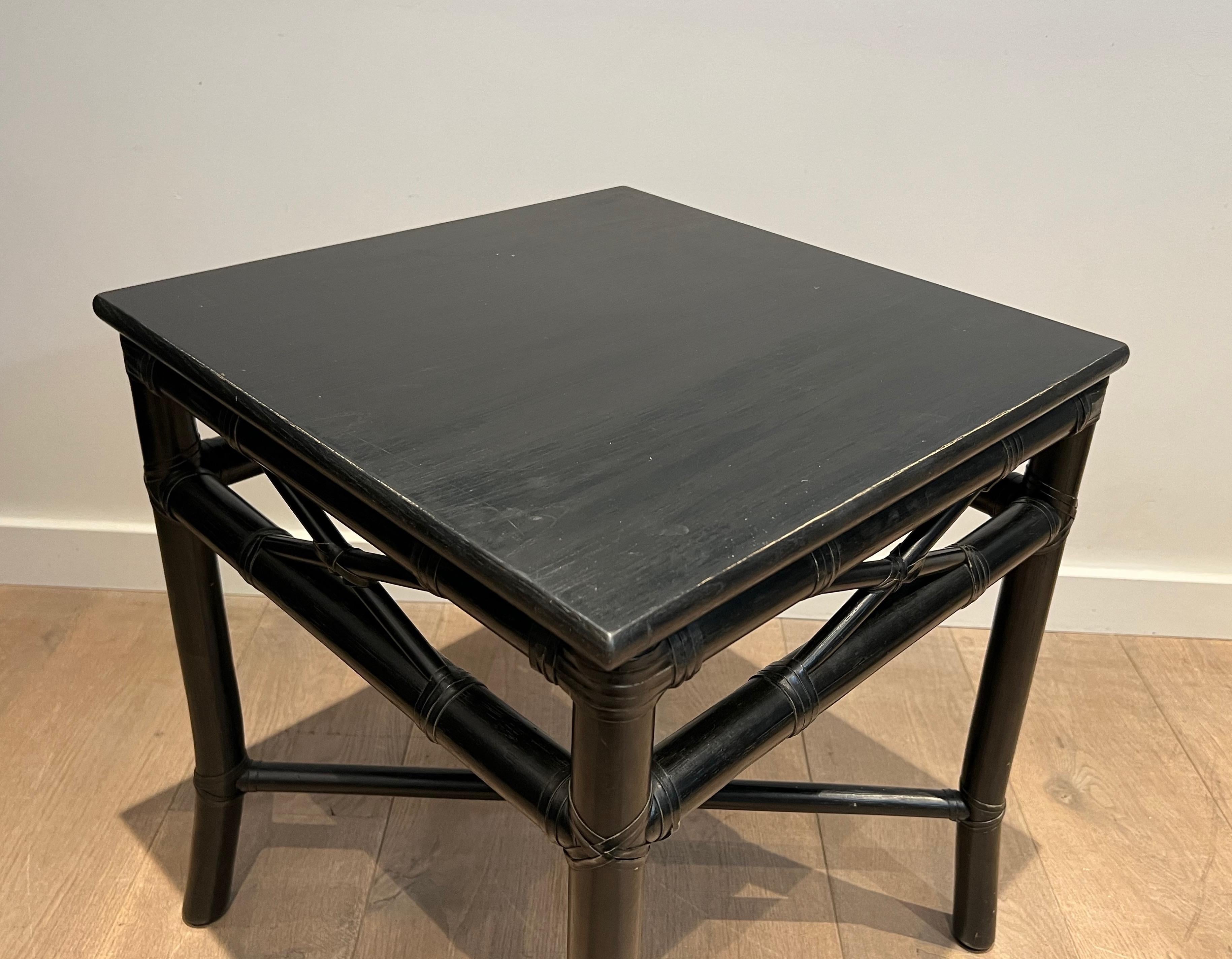 Pair of Black Lacquered Faux-Bamboo Side Tables by Gasparucci For Sale 5