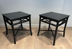 Paire de tables d'appoint en faux bambou laqué noir de Gasparucci
